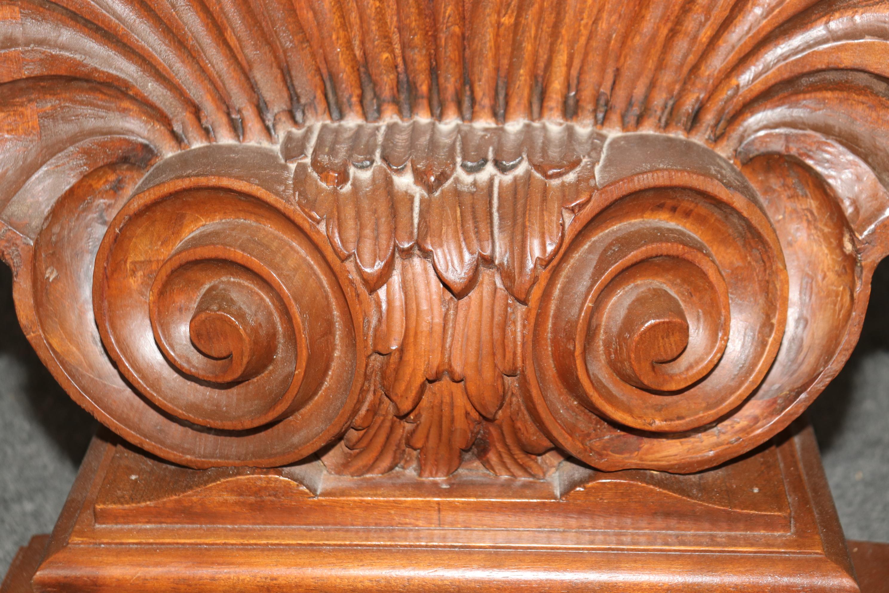 Incredible Carved Walnut Grotto Shell Style Glass Top Console Table 5