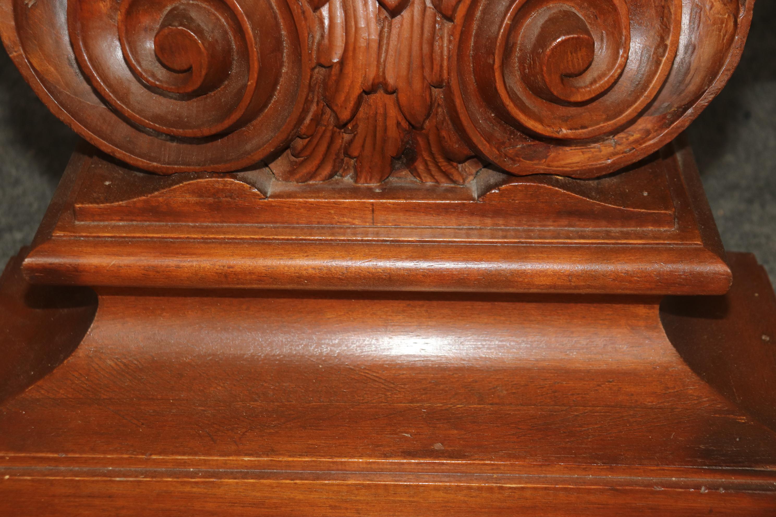 Incredible Carved Walnut Grotto Shell Style Glass Top Console Table 6