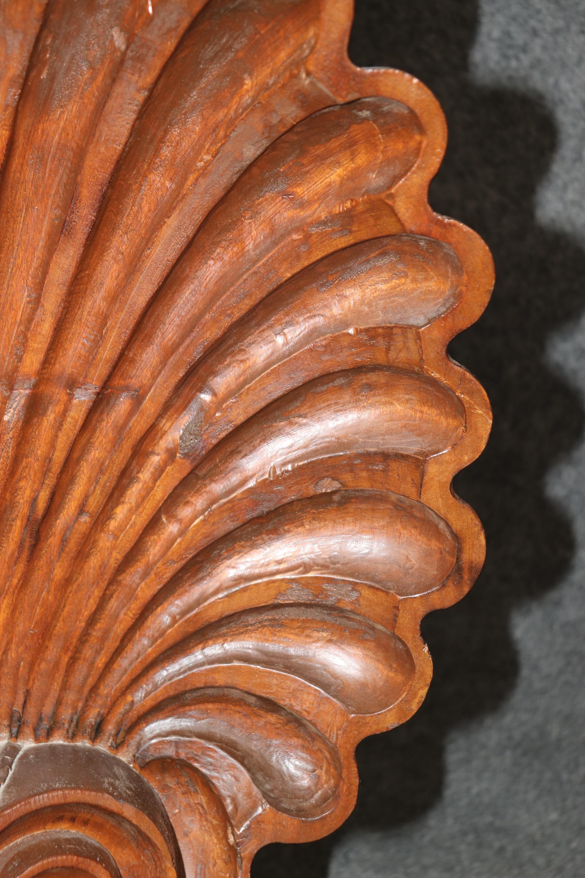 Incredible Carved Walnut Grotto Shell Style Glass Top Console Table 7