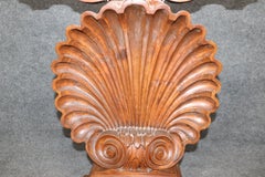 Incredible Carved Walnut Grotto Shell Style Glass Top Console Table
