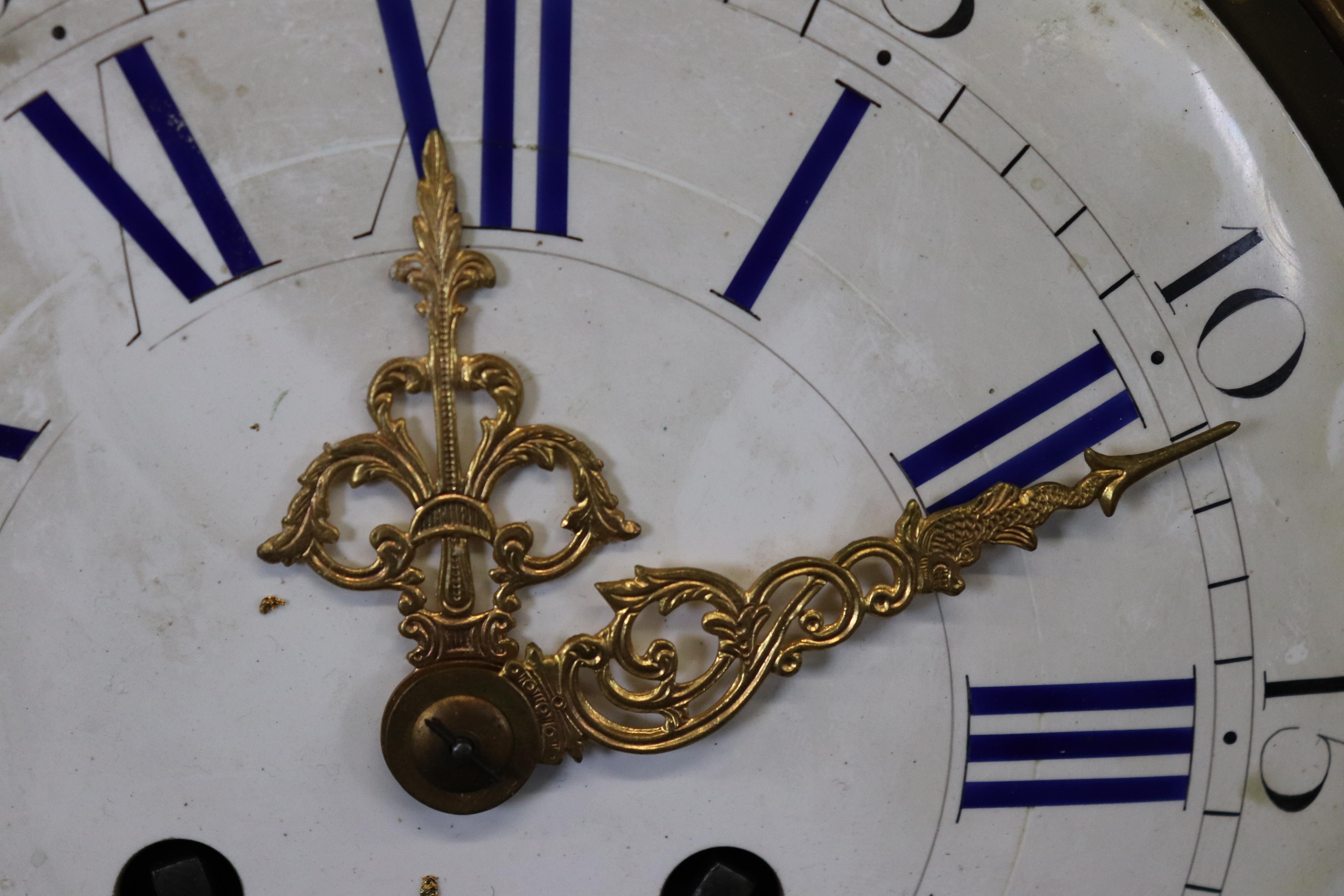 Incredible Carved Wood and Gesso Gilded Winged Angels and Rooster Cartel Clock For Sale 9