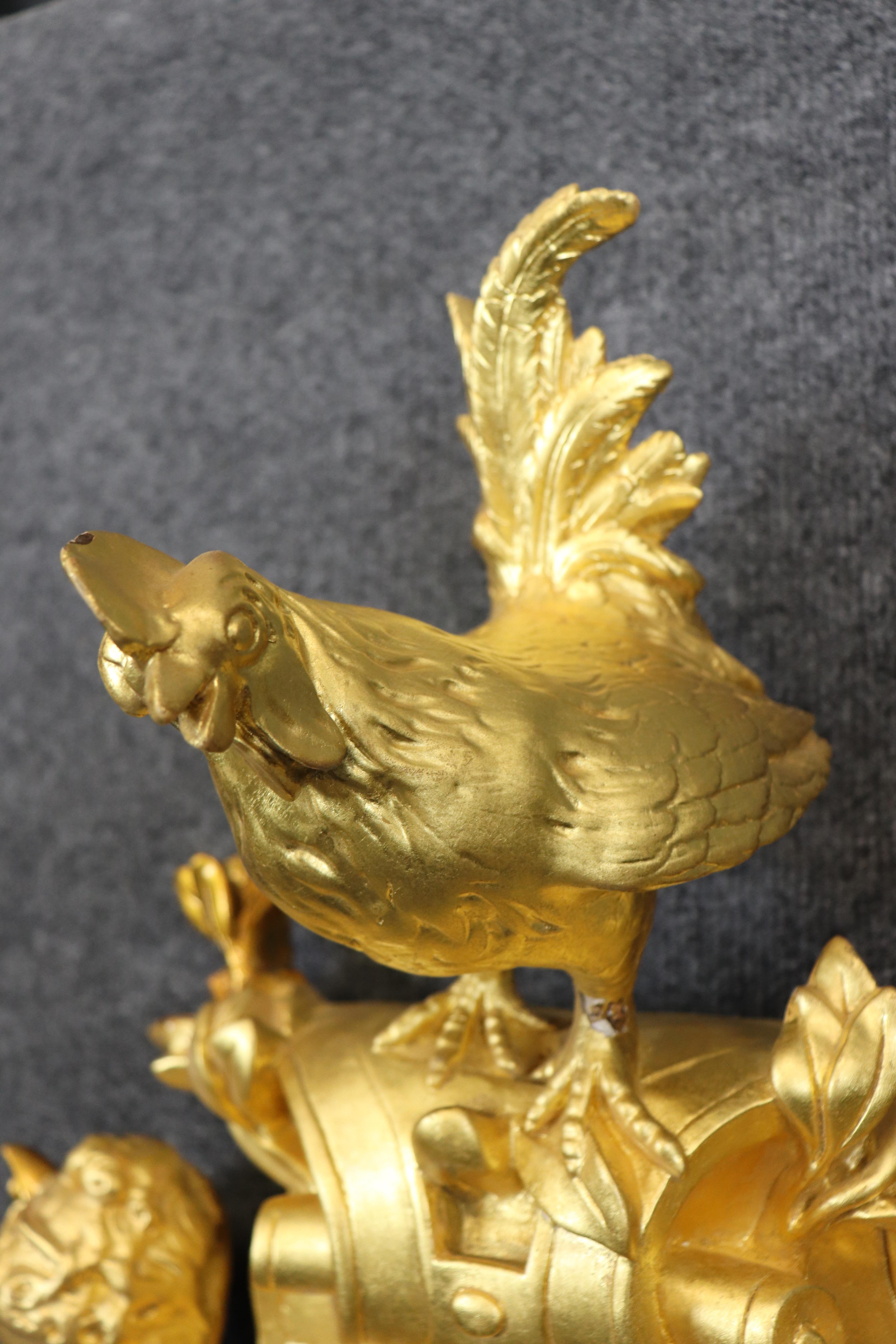 Early 20th Century Incredible Carved Wood and Gesso Gilded Winged Angels and Rooster Cartel Clock For Sale
