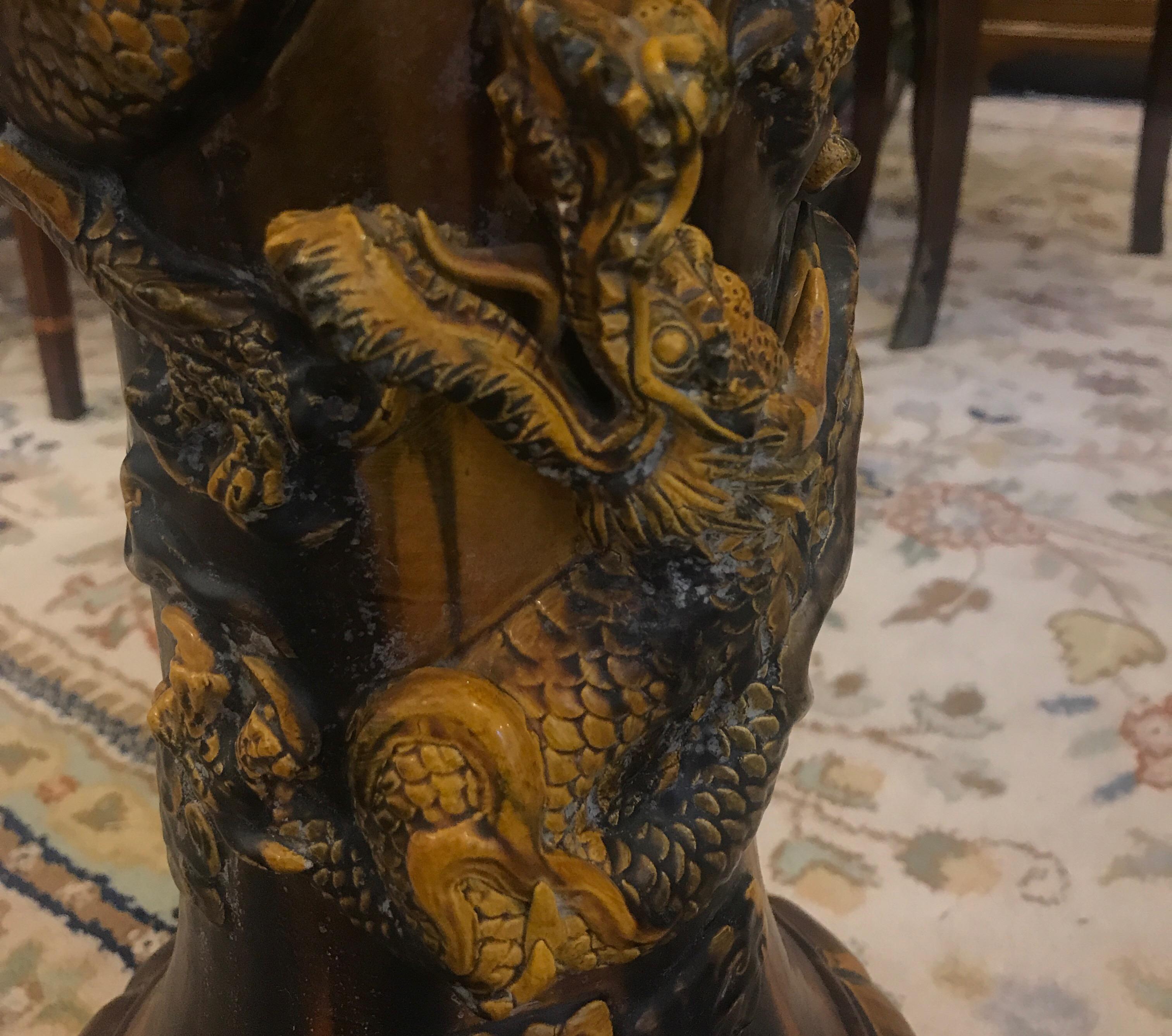 Incredible Chinese Jardinière and Pedestal In Good Condition In Lambertville, NJ