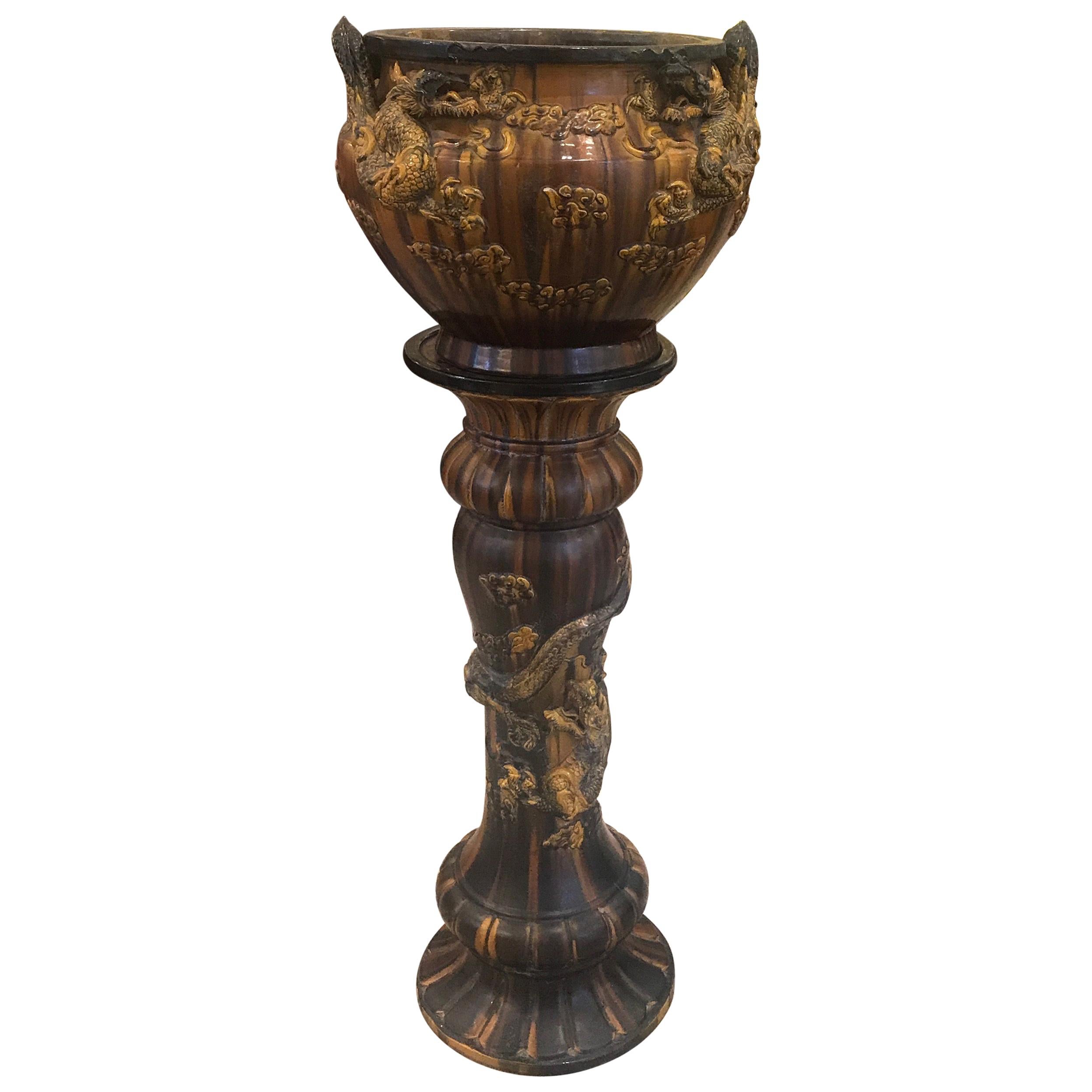 Incredible Chinese Jardinière and Pedestal