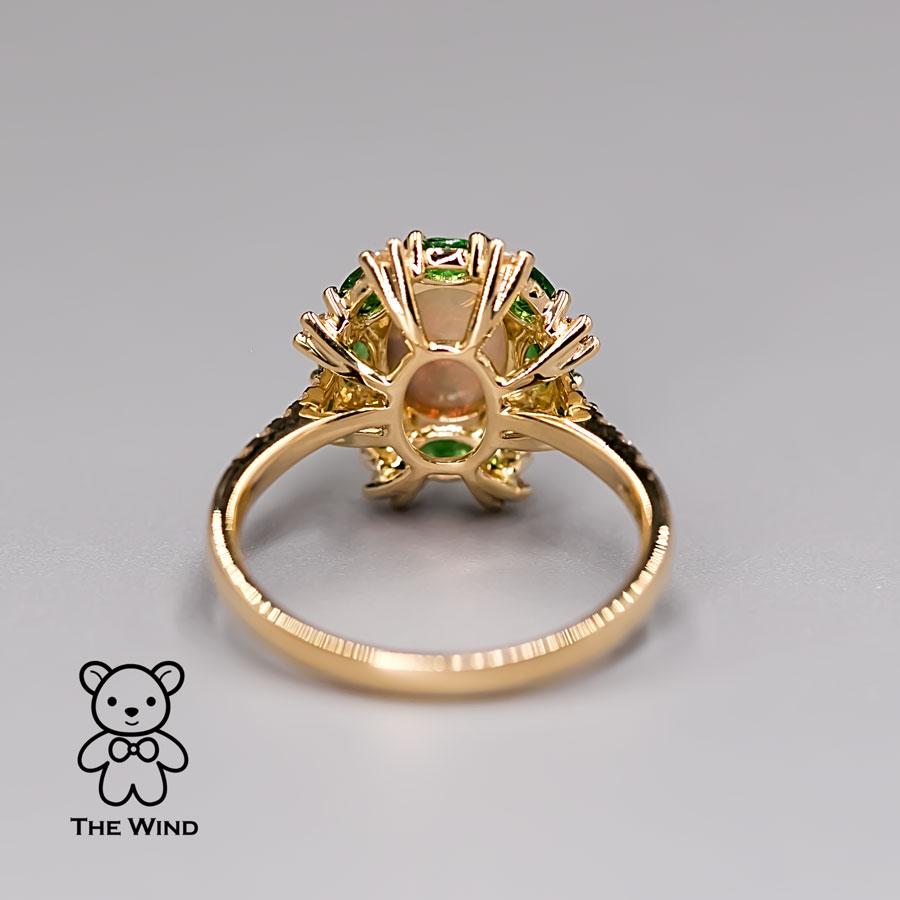 Incredible Color Australian Semi-Black Opal Tsavorite Diamond Engagement Ring 1