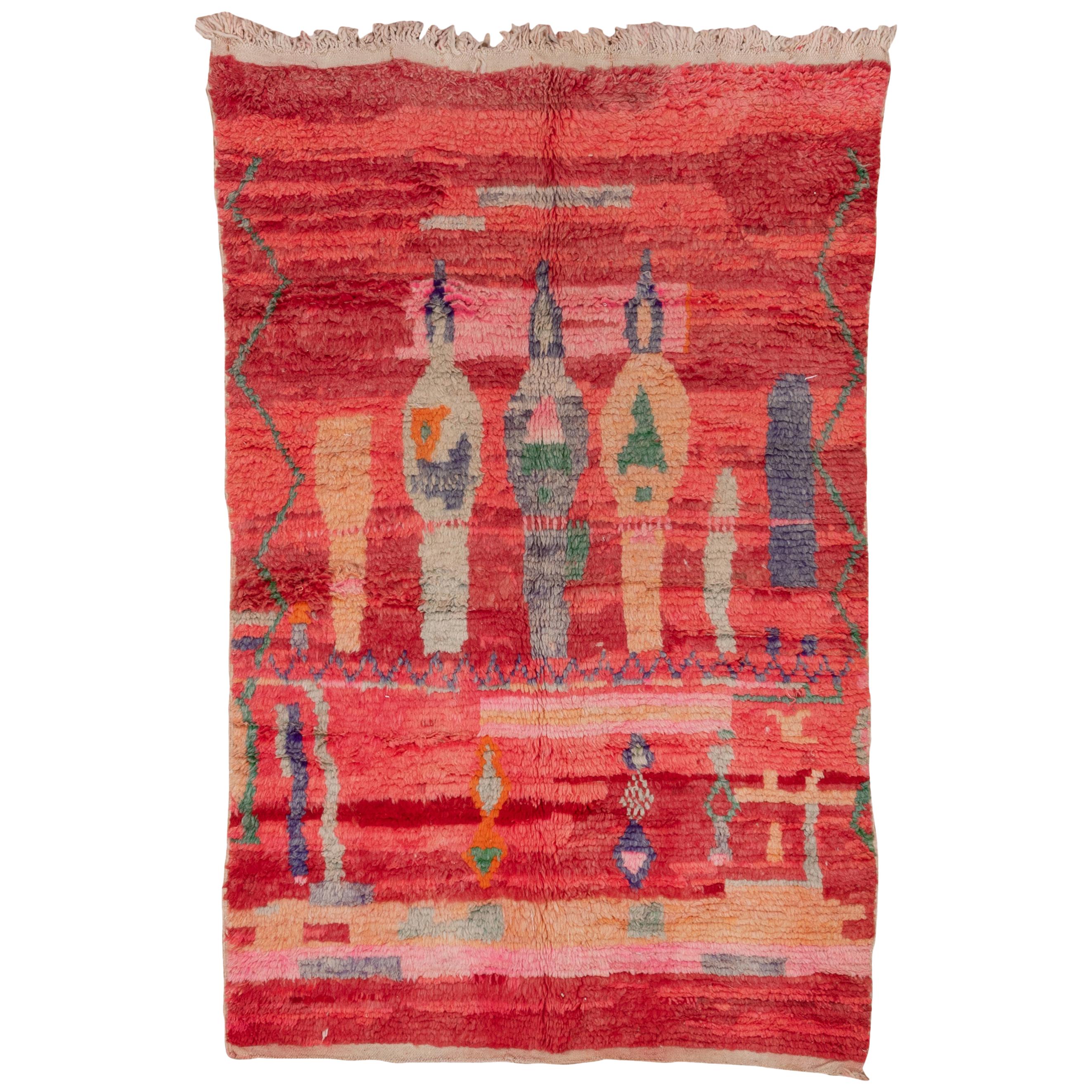 Incredible Colorful Moroccan Rug, Soft Pile For Sale