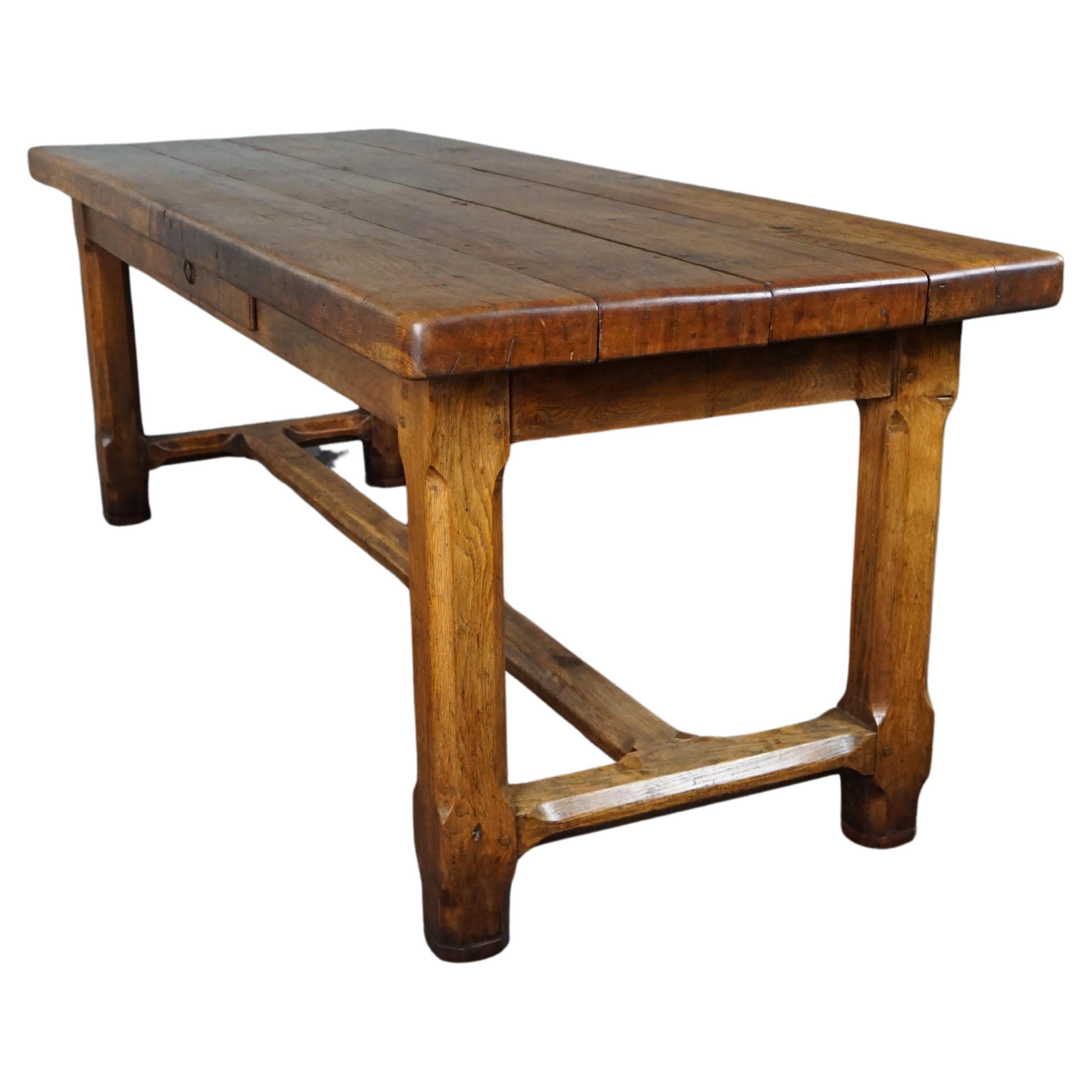 Incredible early 19th-century French thick and solid oak antique dining table