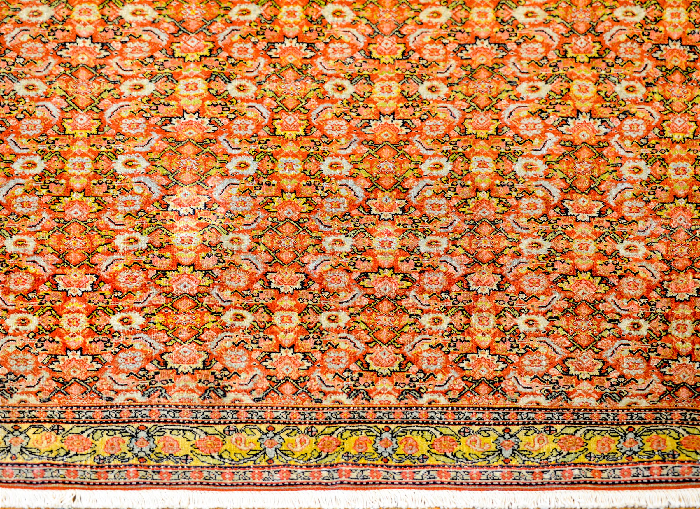 Wool Incredible Early 20th Century Senneh Rug For Sale