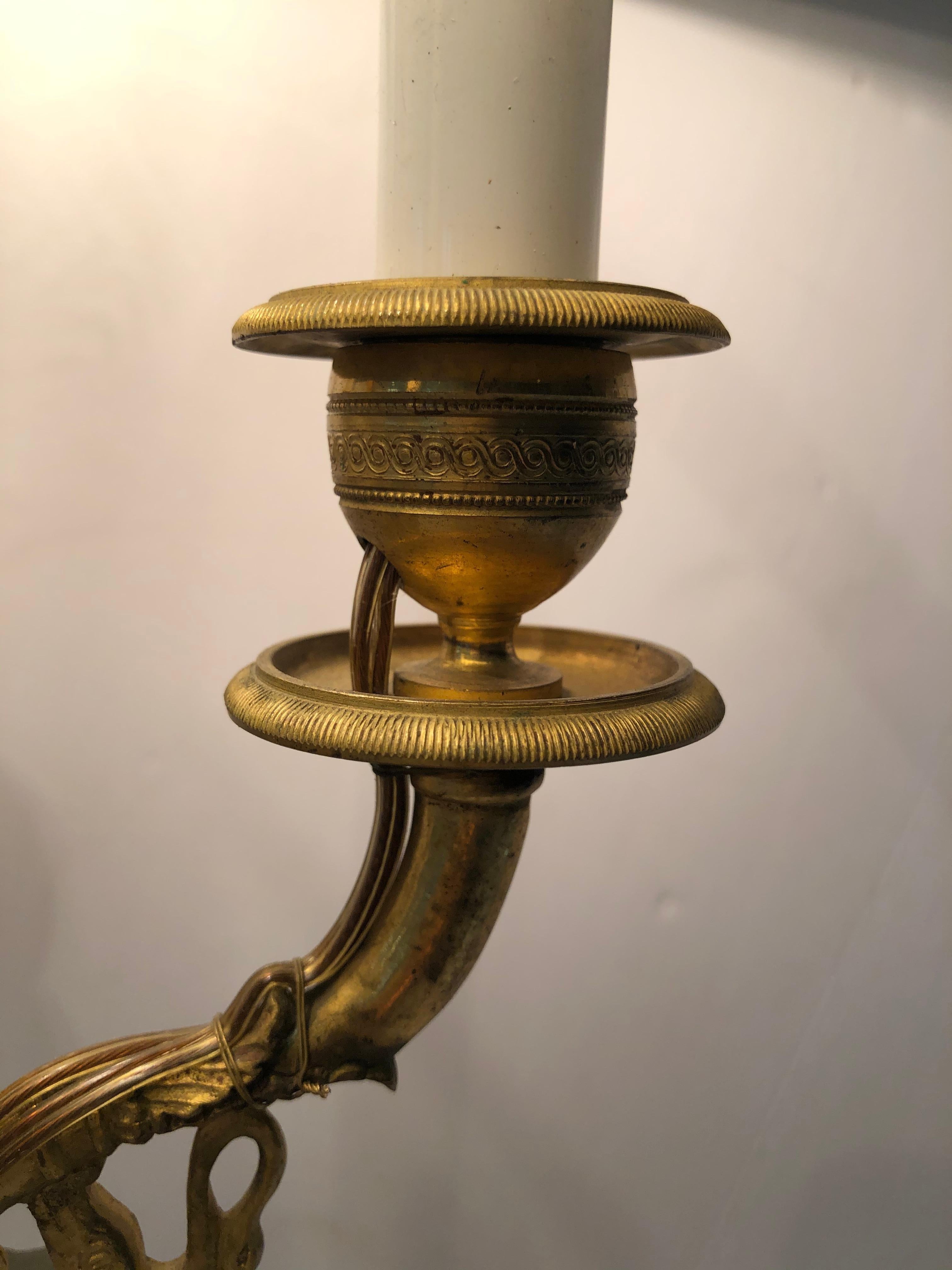 Incredible Empire Gilt Bronze Bouillotte Table Lamp with Angel and Swans 1