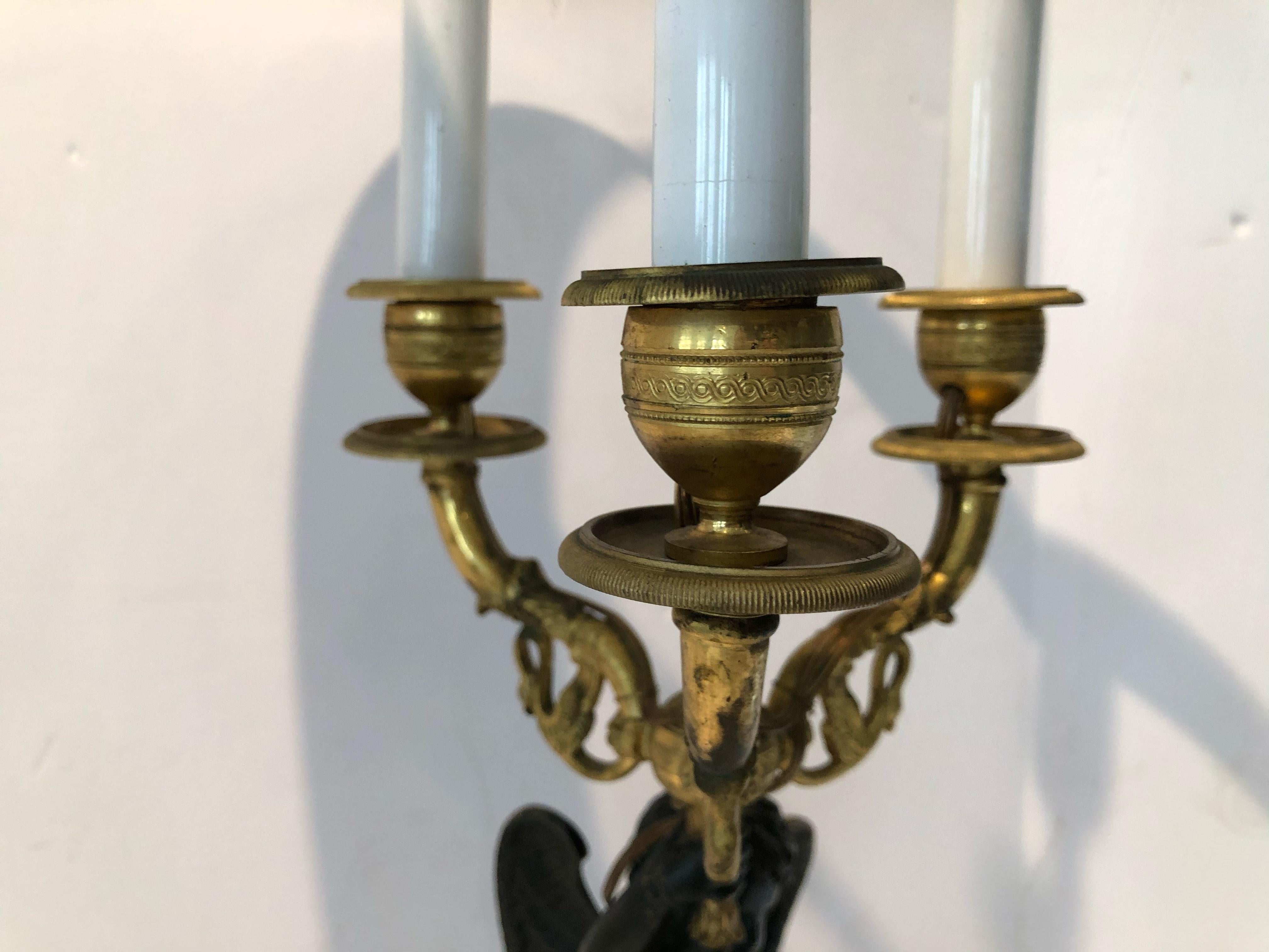 Incredible Empire Gilt Bronze Bouillotte Table Lamp with Angel and Swans 2