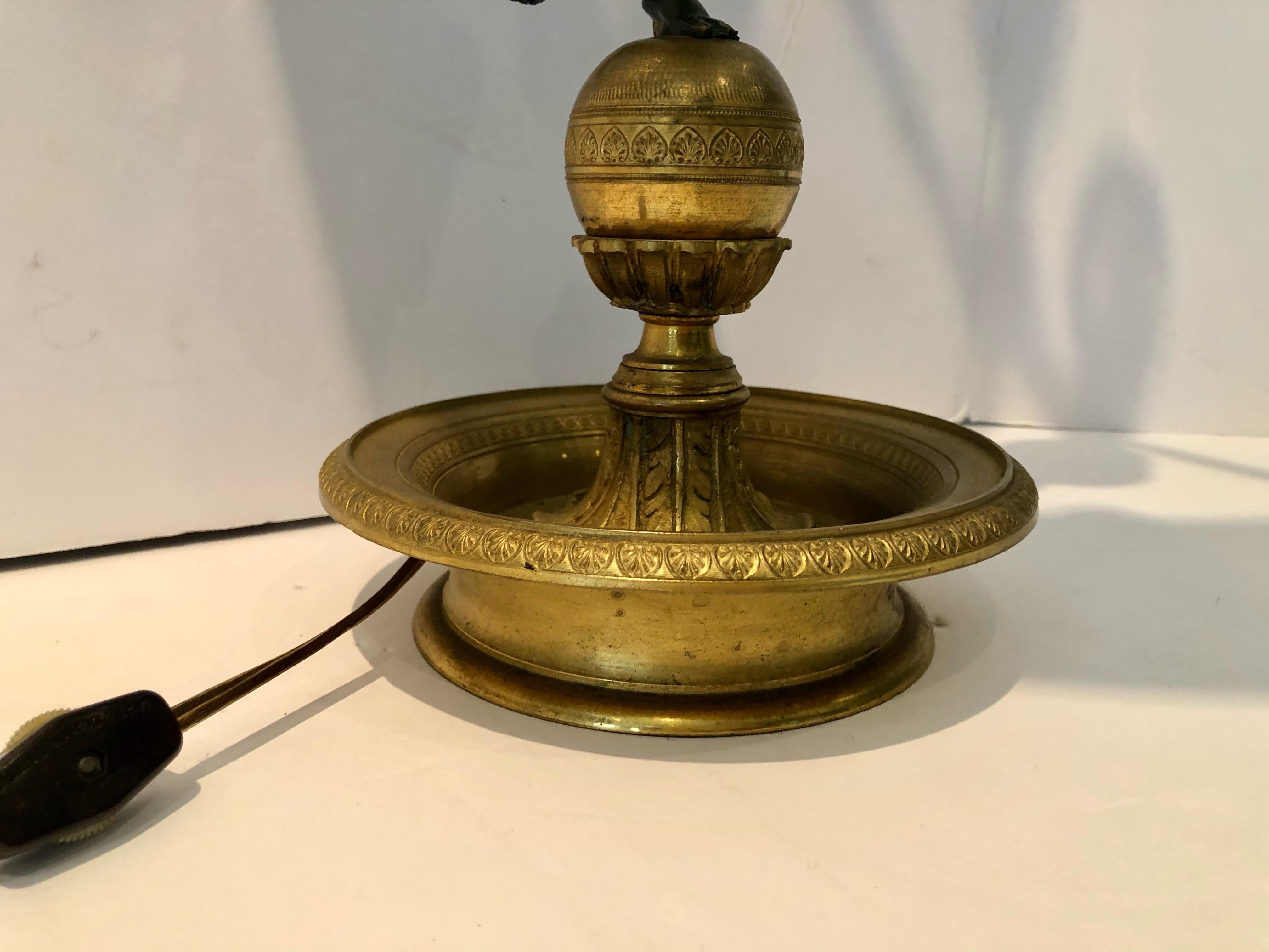 Incredible Empire Gilt Bronze Bouillotte Table Lamp with Angel and Swans 4