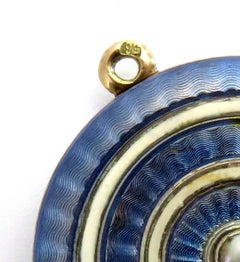Incredible Faberge Guilloche Enamel Antique Gold and Silver Pearl Locket Charm