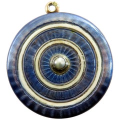 Incredible Faberge Guilloche Enamel Antique Gold and Silver Pearl Locket Charm