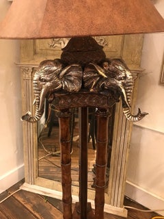 Incredible Faux Bamboo Elephant Motife Maitland Smith Floor Lamp