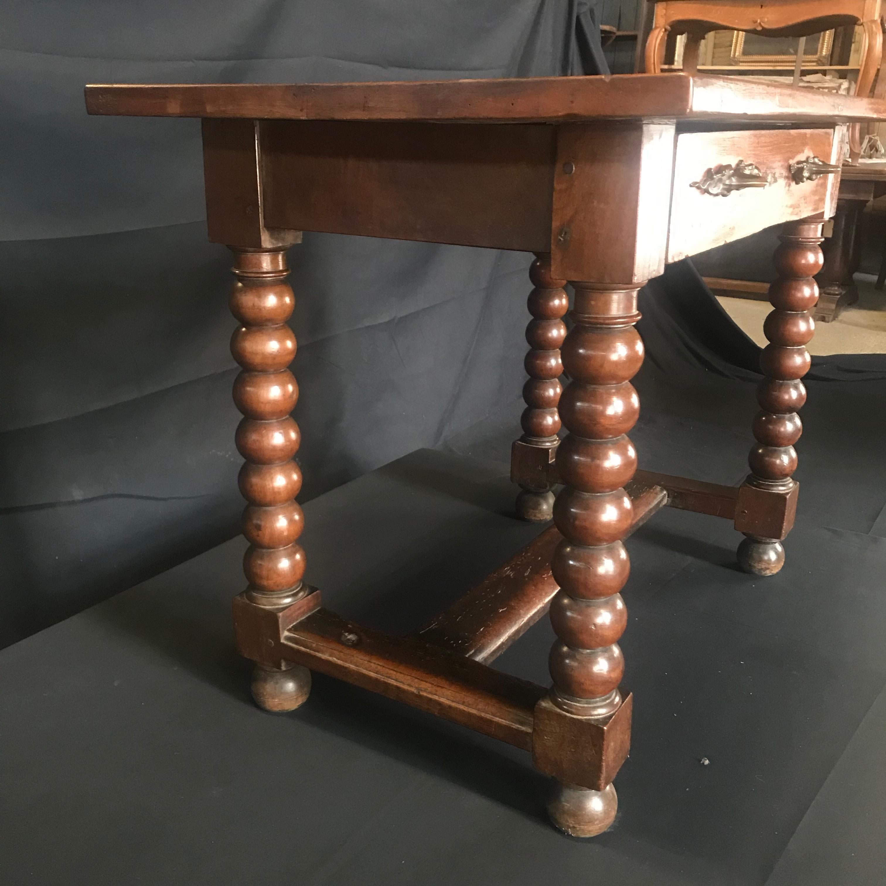 Incredible French 19th Century Walnut Side Table with Bronze Lizard Hardware For Sale 3