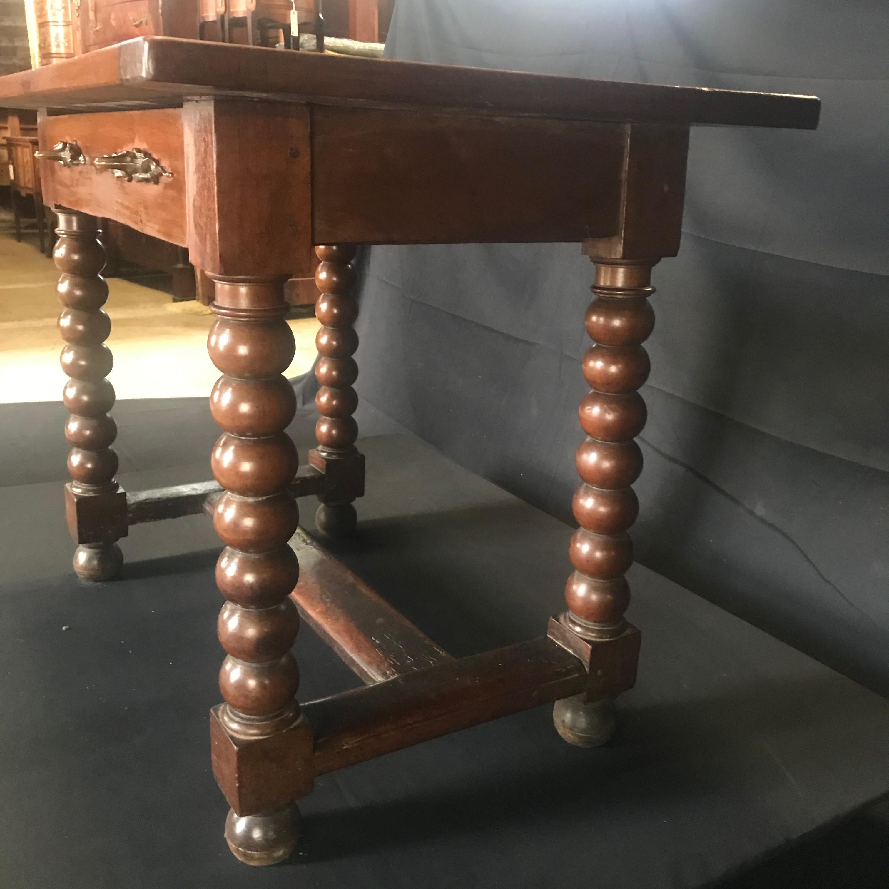Incredible French 19th Century Walnut Side Table with Bronze Lizard Hardware For Sale 4