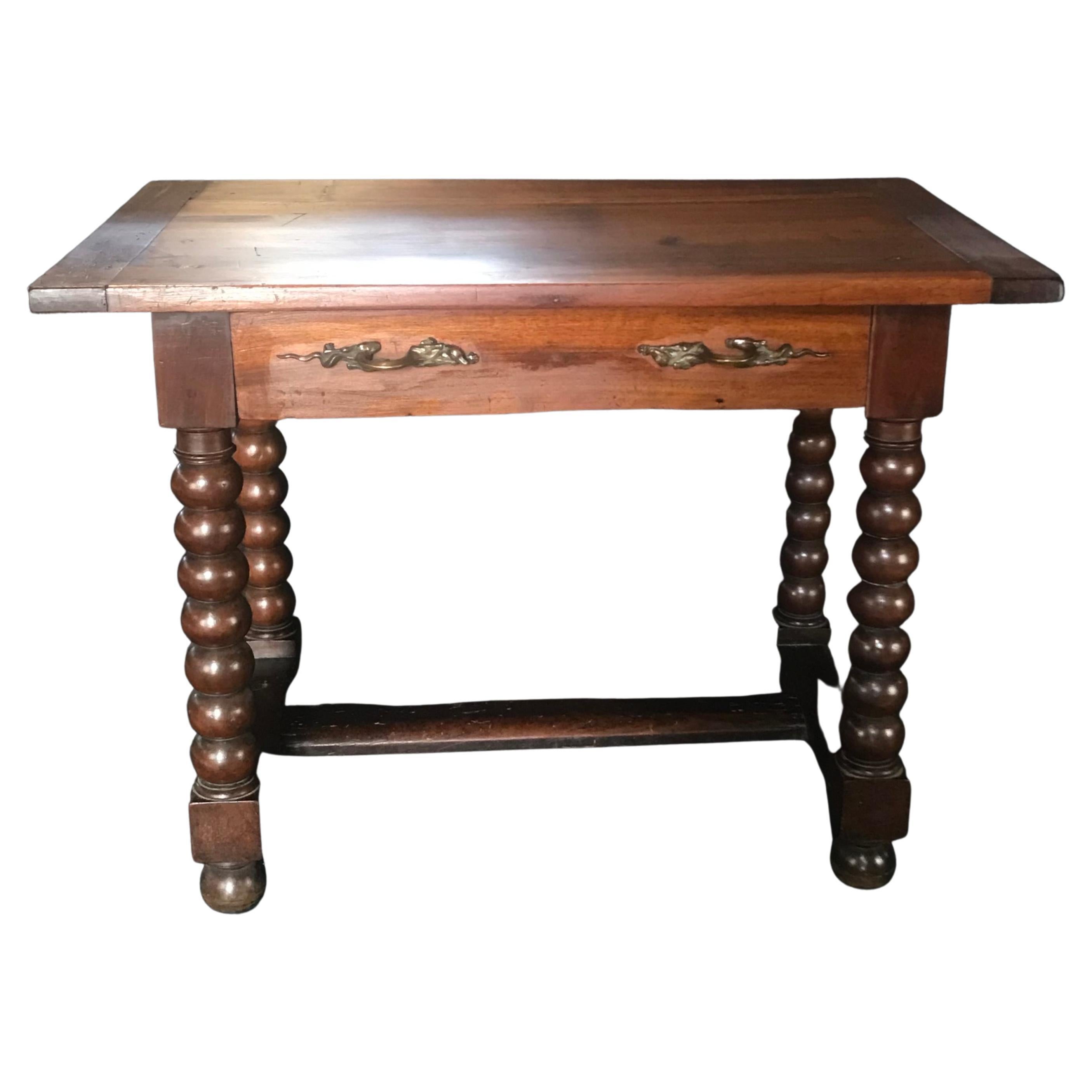 Incredible French 19th Century Walnut Side Table with Bronze Lizard Hardware For Sale