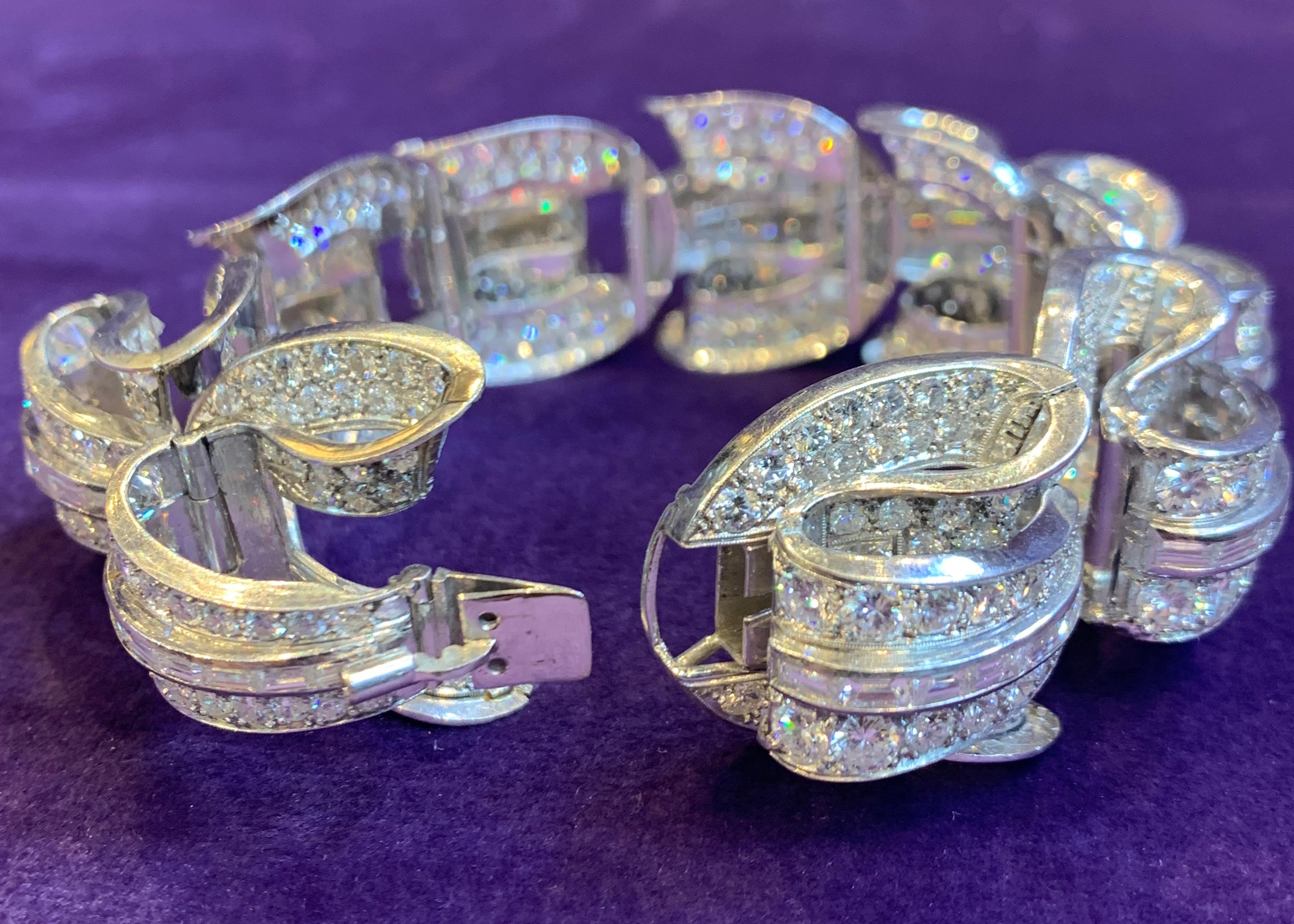Incredible Geometric Art Deco Diamond Bracelet For Sale 2