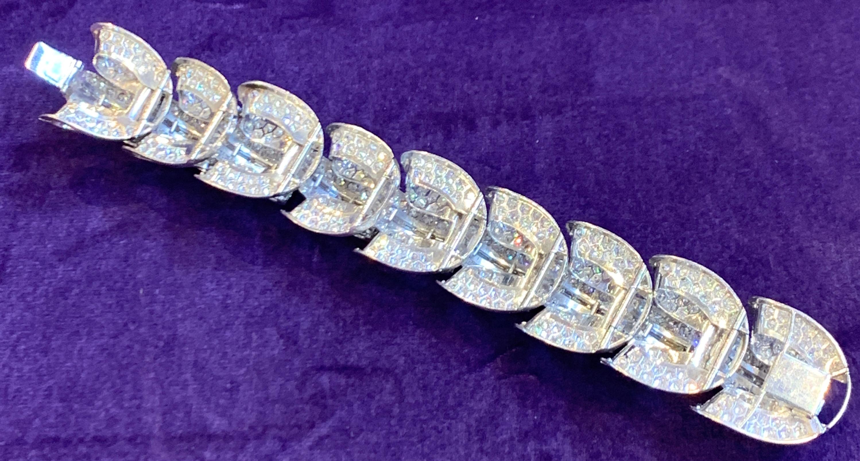 Incredible Geometric Art Deco Diamond Bracelet For Sale 3