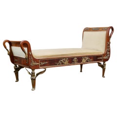 Incredible Gilt Bronze-Mounted Swan Neck Daybed in French Empire Style