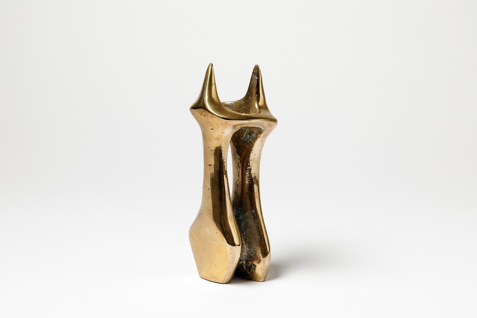 Incroyable bronze doré représentant un couple, Tim Orr, artiste français, vers 1970 Excellent état - En vente à Neuilly-en- sancerre, FR