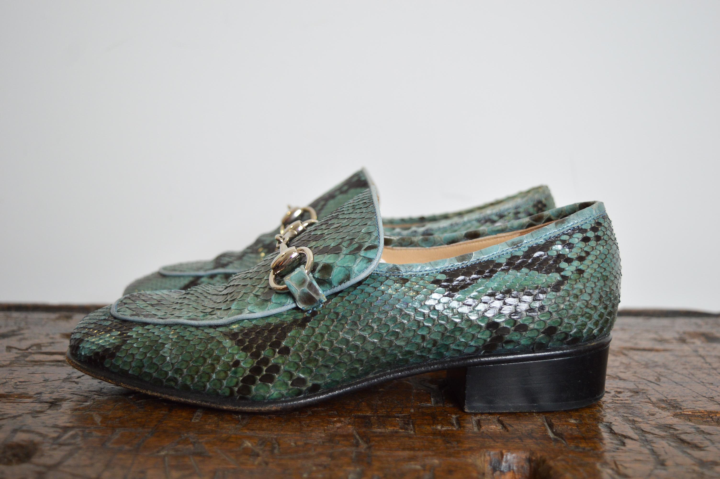 Incredible GUCCI by Tom Ford 2000's Ice Blue Leather Horse bit Loafers - Shoes For Sale 5