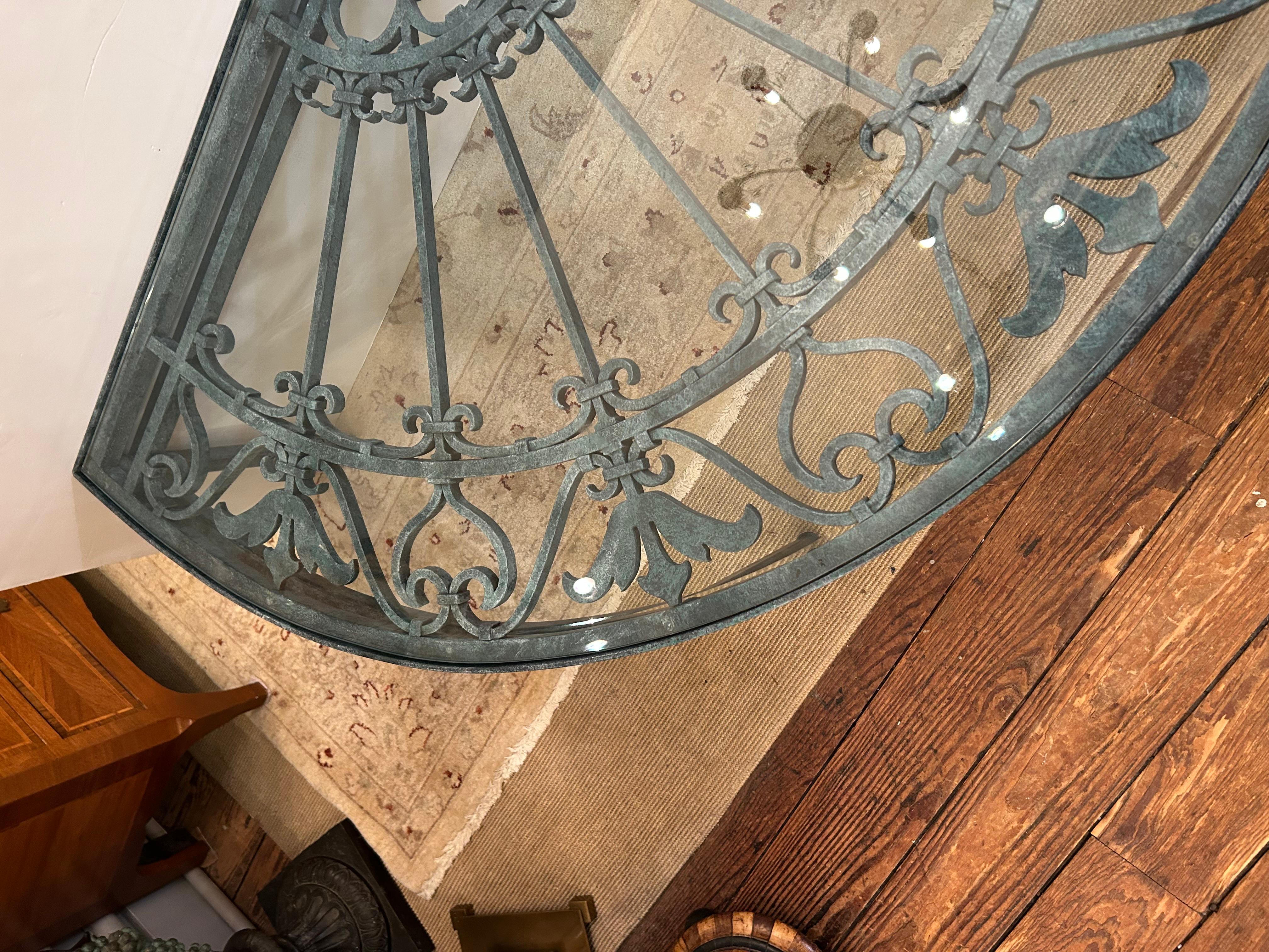 American Incredible Half Moon Iron Garden Gate Coffee Table For Sale