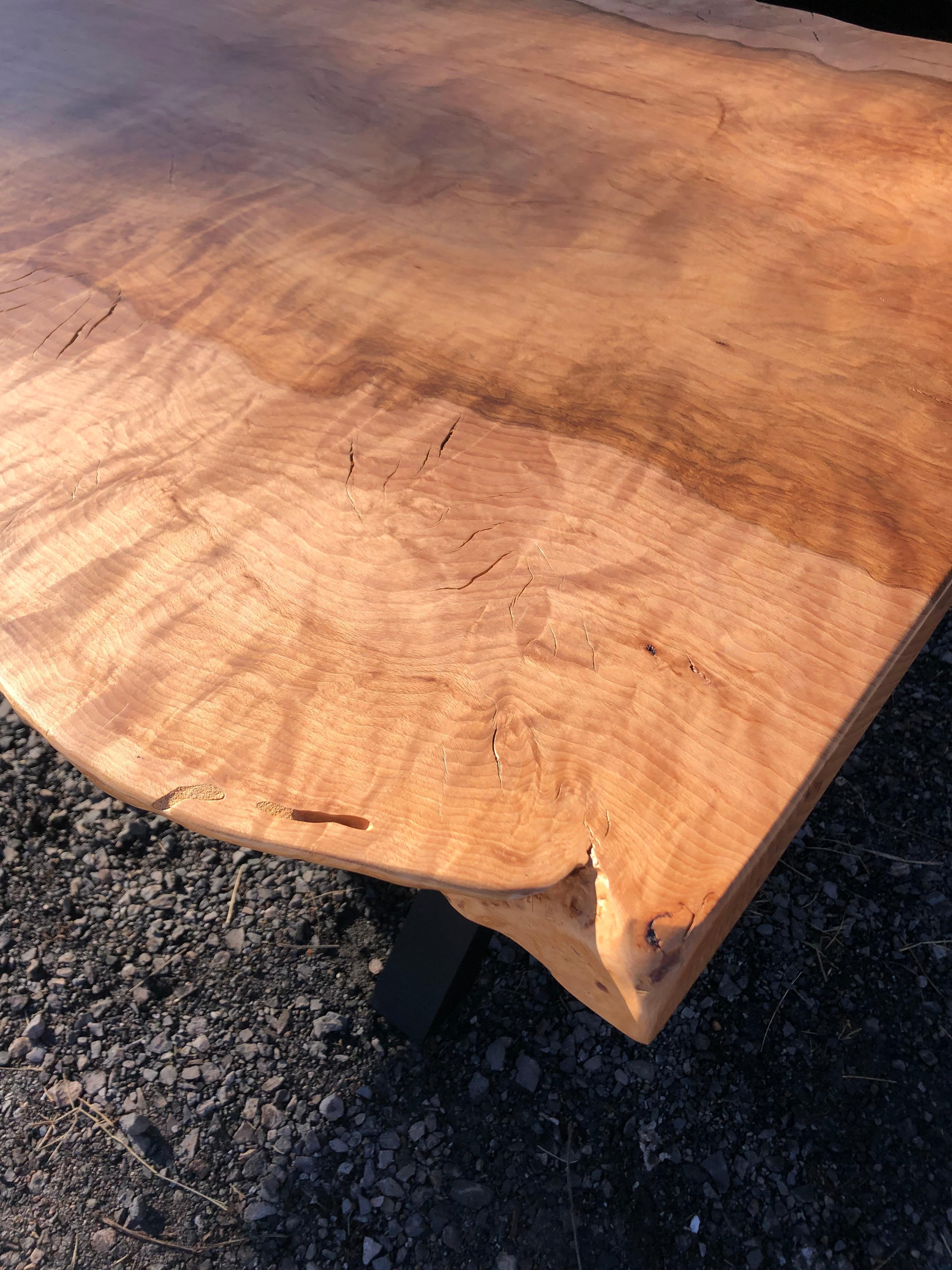 Incredible Hand Crafted Large Ash Live Edge Slab Dining Table For Sale 1