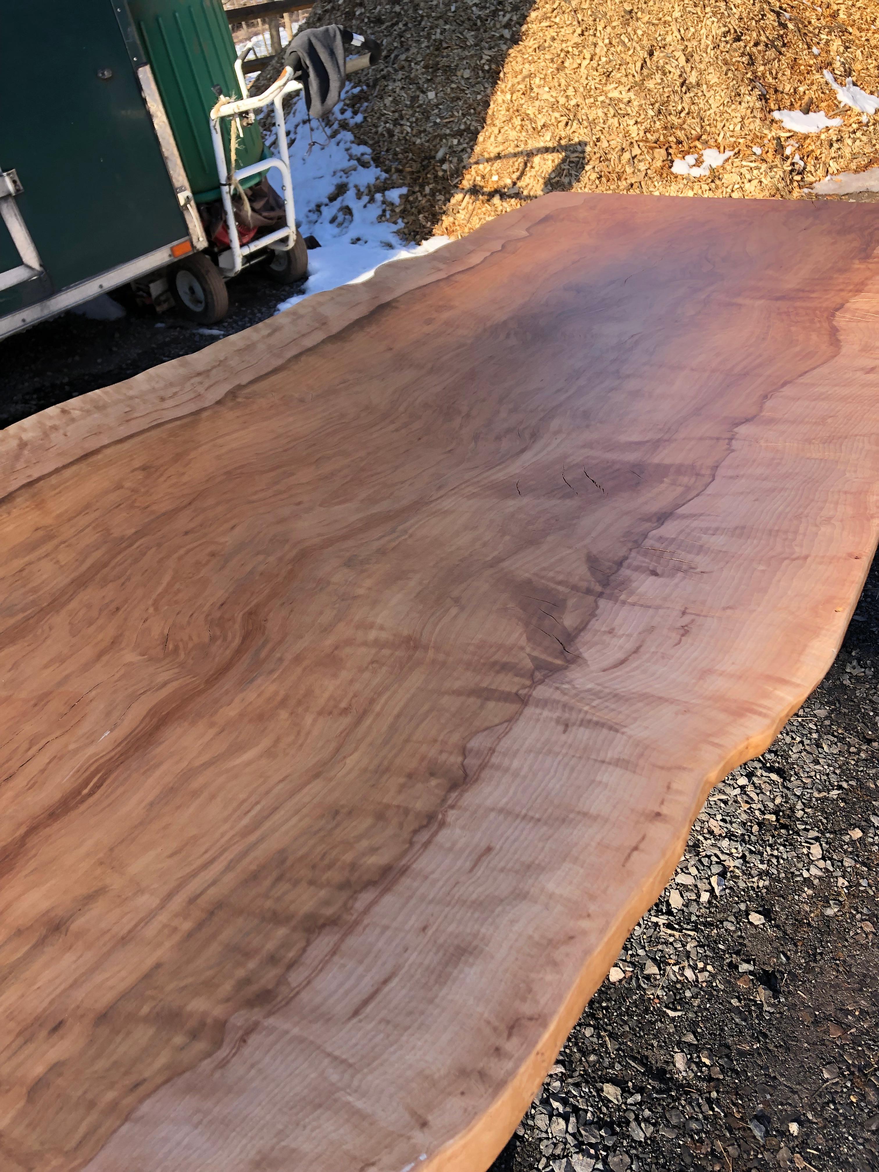 Incredible Hand Crafted Large Ash Live Edge Slab Dining Table For Sale 3
