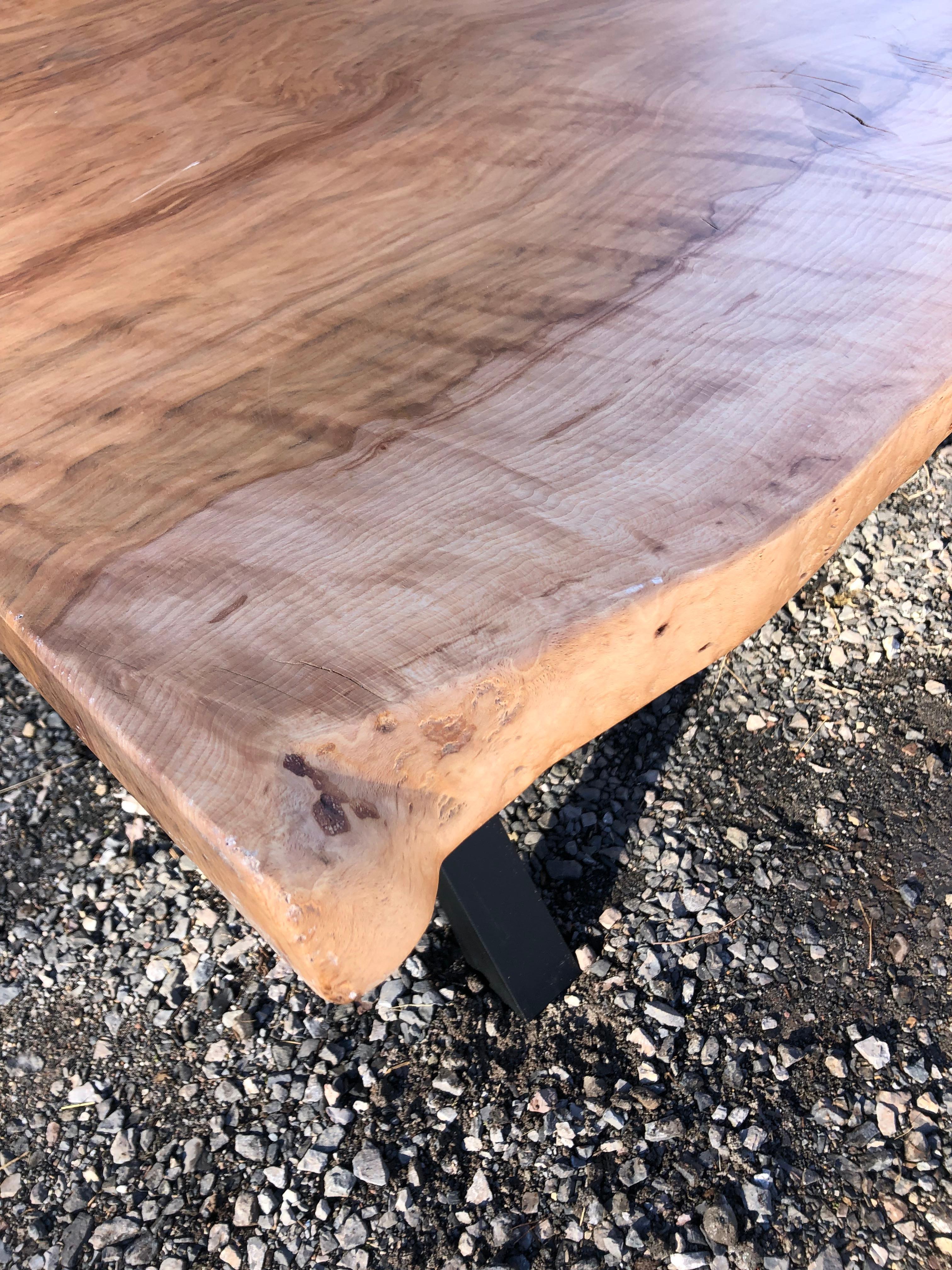 Incredible Hand Crafted Large Ash Live Edge Slab Dining Table For Sale 4