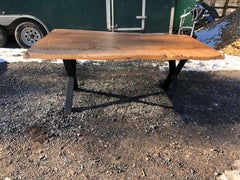 Incredible Hand Crafted Large Ash Live Edge Slab Dining Table