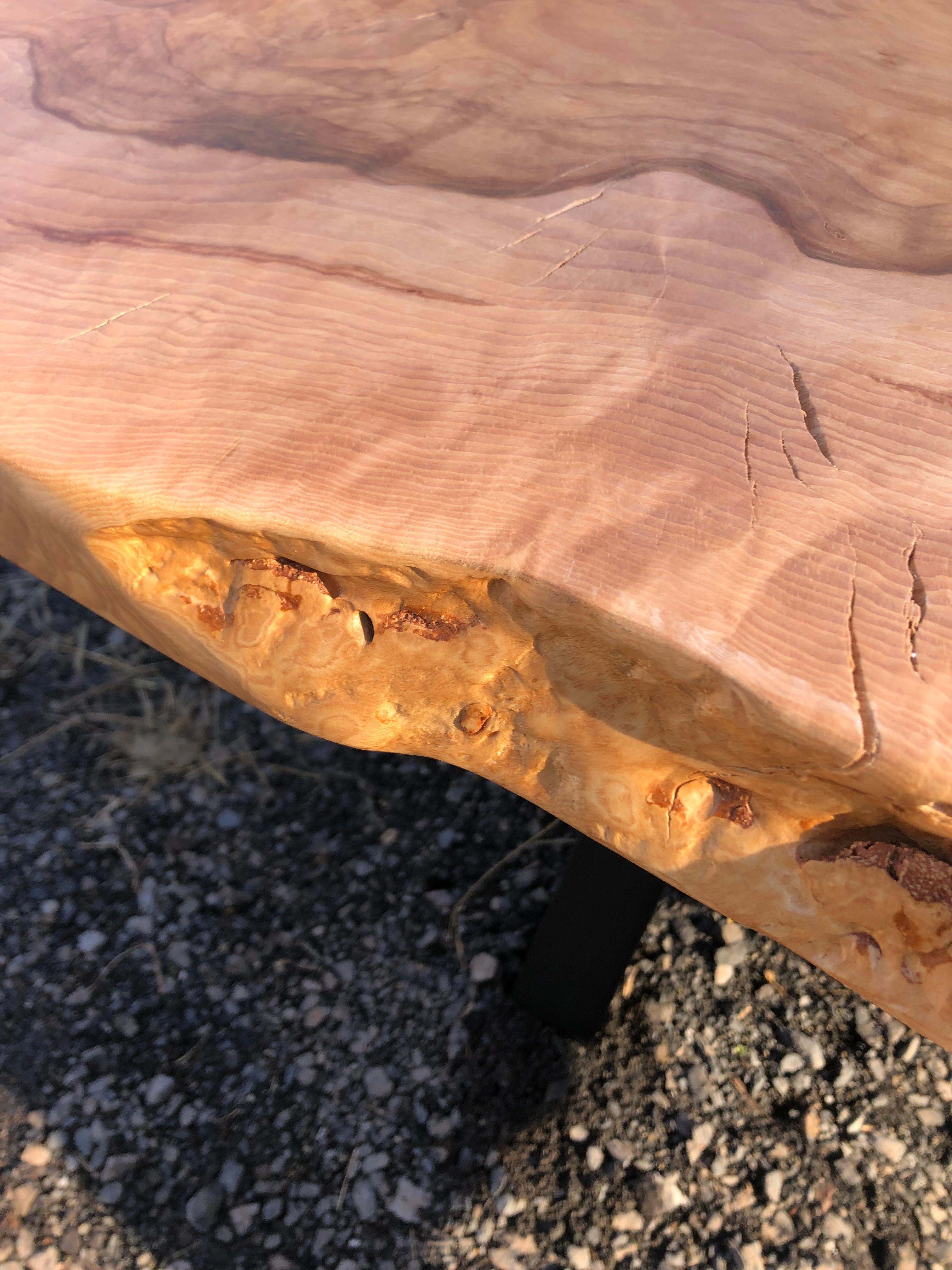 Contemporary Incredible Hand Crafted Large Ash Live Edge Slab Dining Table For Sale