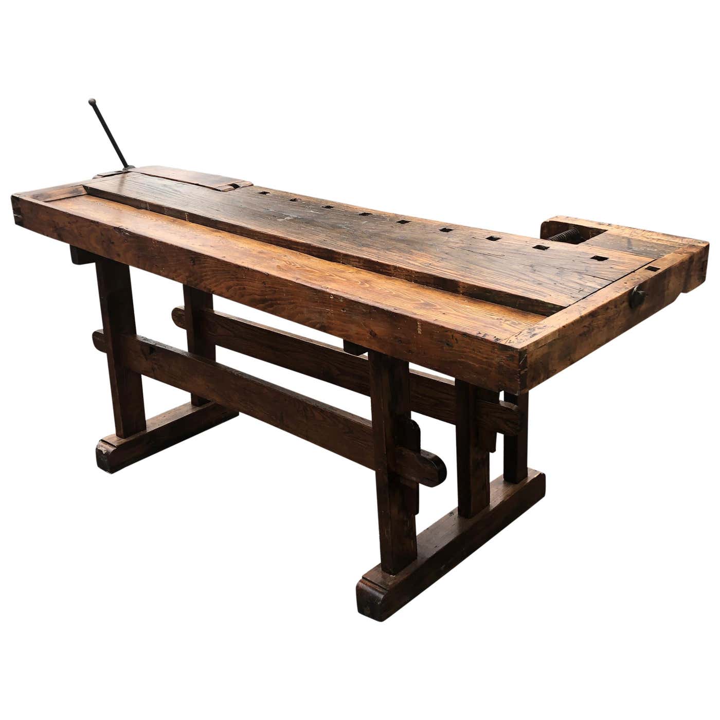 Incredible Handmade Vermont Large Oak Work Table Console Bar at 1stDibs ...