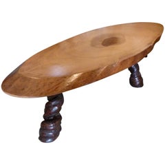 Vintage Handcrafted Baobab Table from Congo