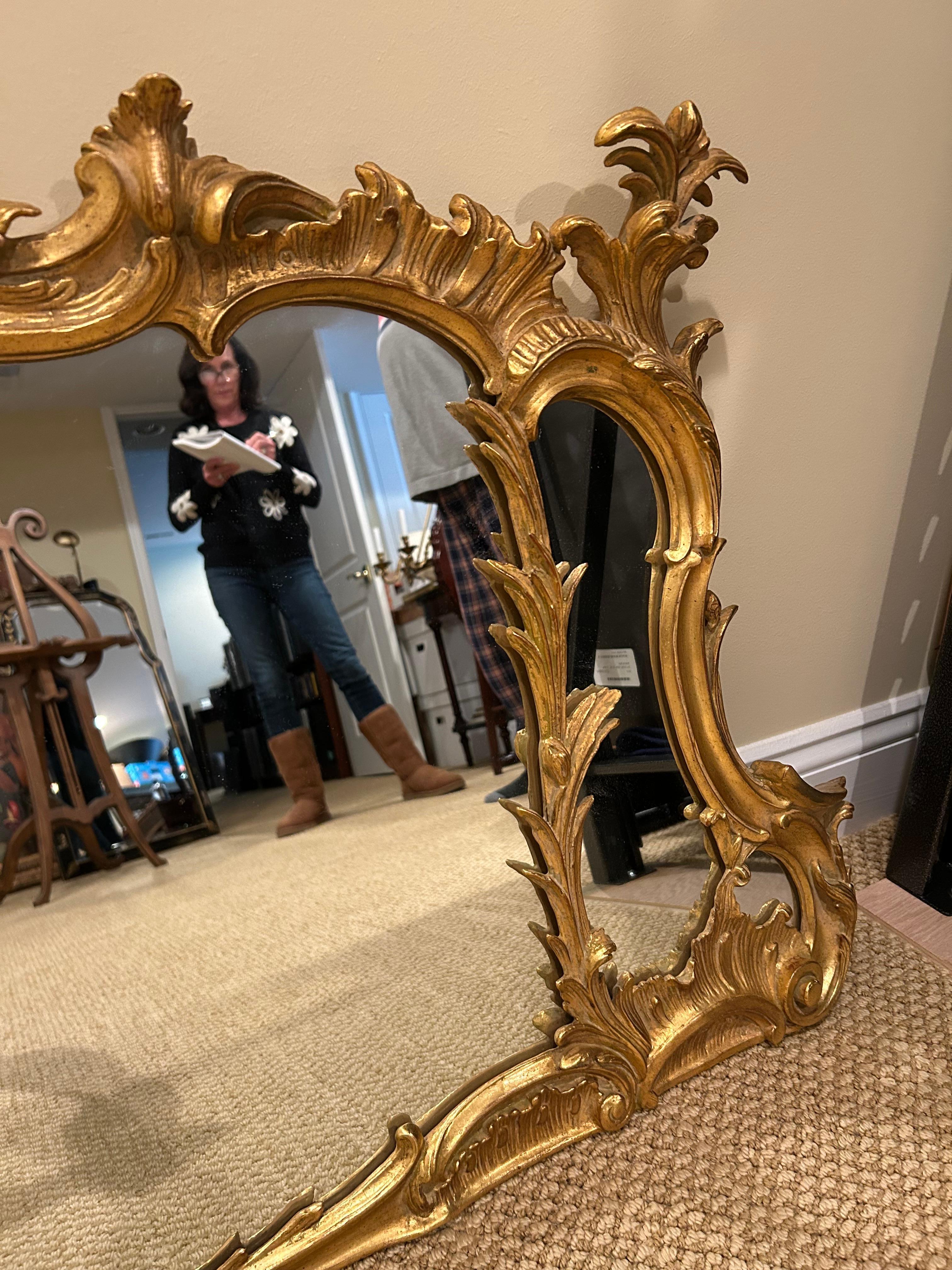 Incredible Horizontal Ornate French Style Fancy Mantel Mirror For Sale 4