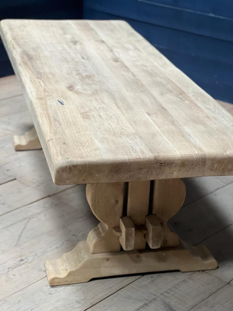 Incredible Huge French Bleached Oak Farmhouse Dining Table For Sale 6