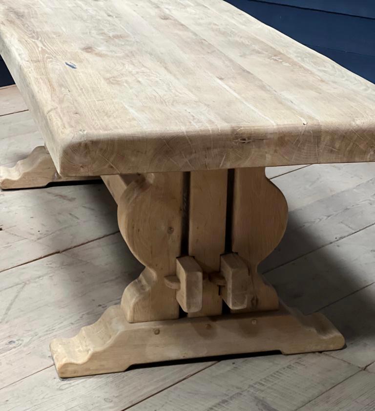 Incredible Huge French Bleached Oak Farmhouse Dining Table For Sale 7