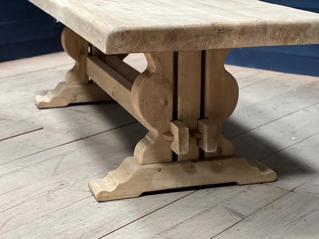 Incredible Huge French Bleached Oak Farmhouse Dining Table For Sale 8