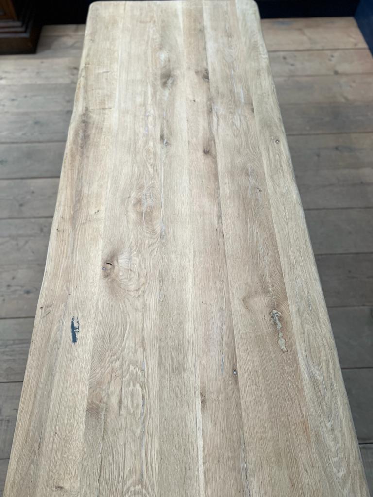 Incredible Huge French Bleached Oak Farmhouse Dining Table For Sale 1