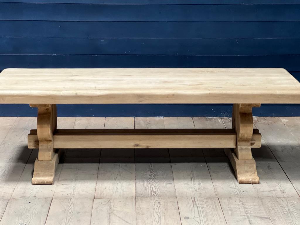 Incredible Huge French Bleached Oak Farmhouse Dining Table For Sale 3