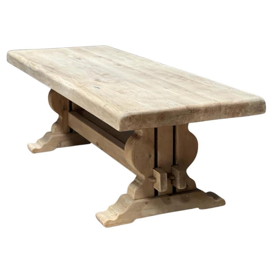 Incredible Huge French Bleached Oak Farmhouse Dining Table