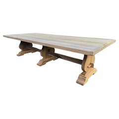 Incredible Huge Long & Deep French Bleached Oak Farmhouse Dining Table 