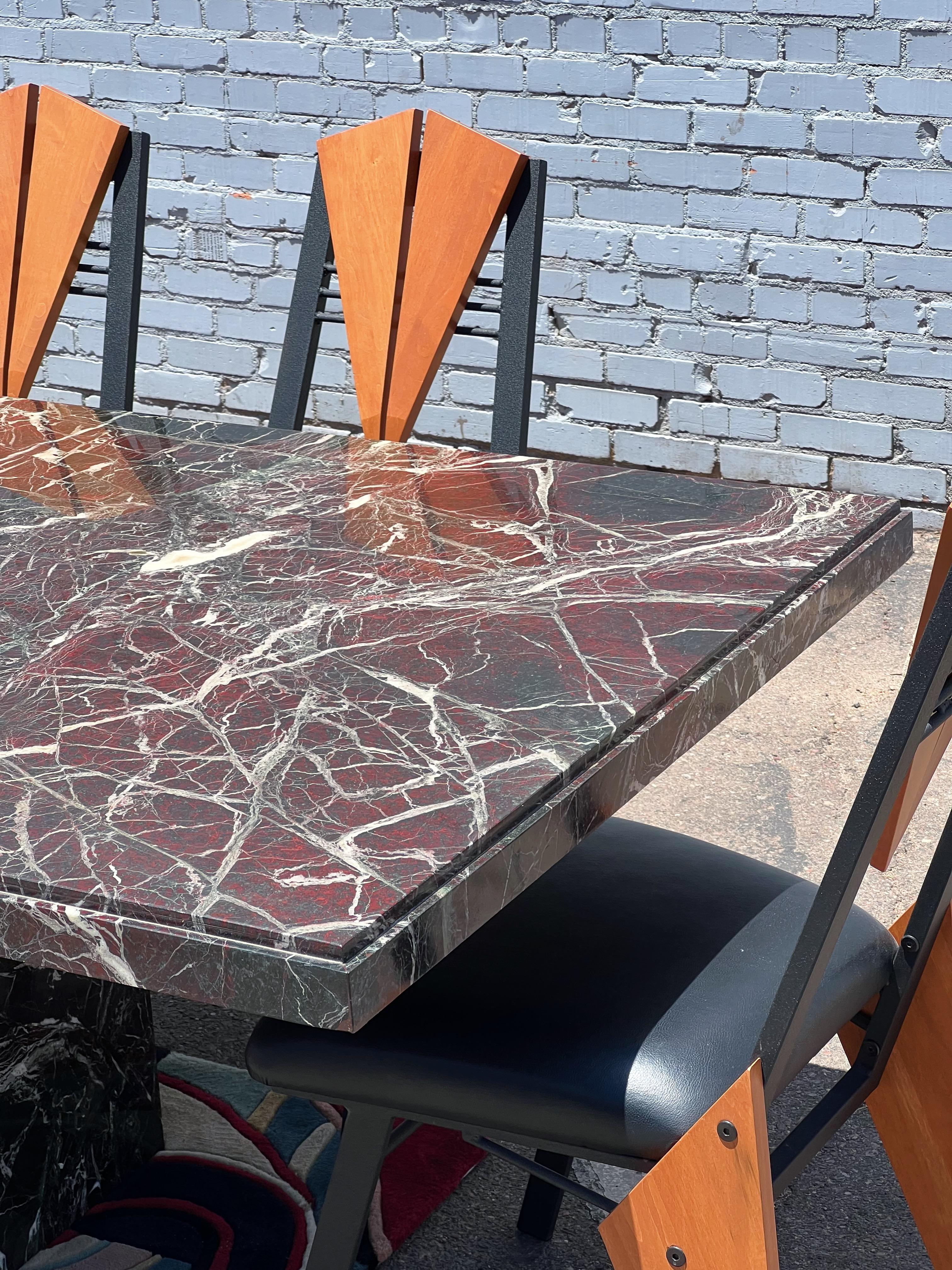 Incredible Italian Rosso Levanto Marble Dining Table 3