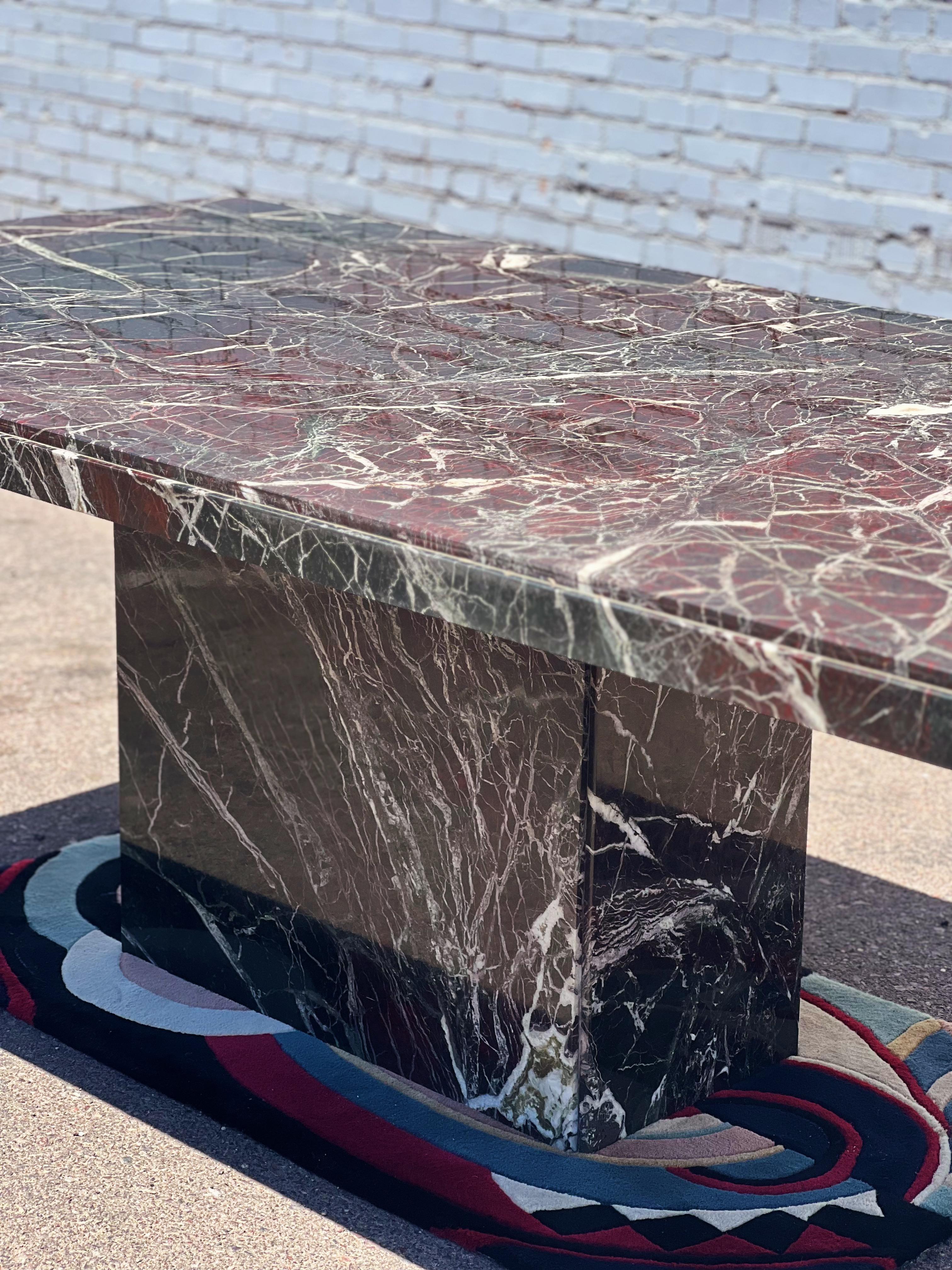 Polished Incredible Italian Rosso Levanto Marble Dining Table