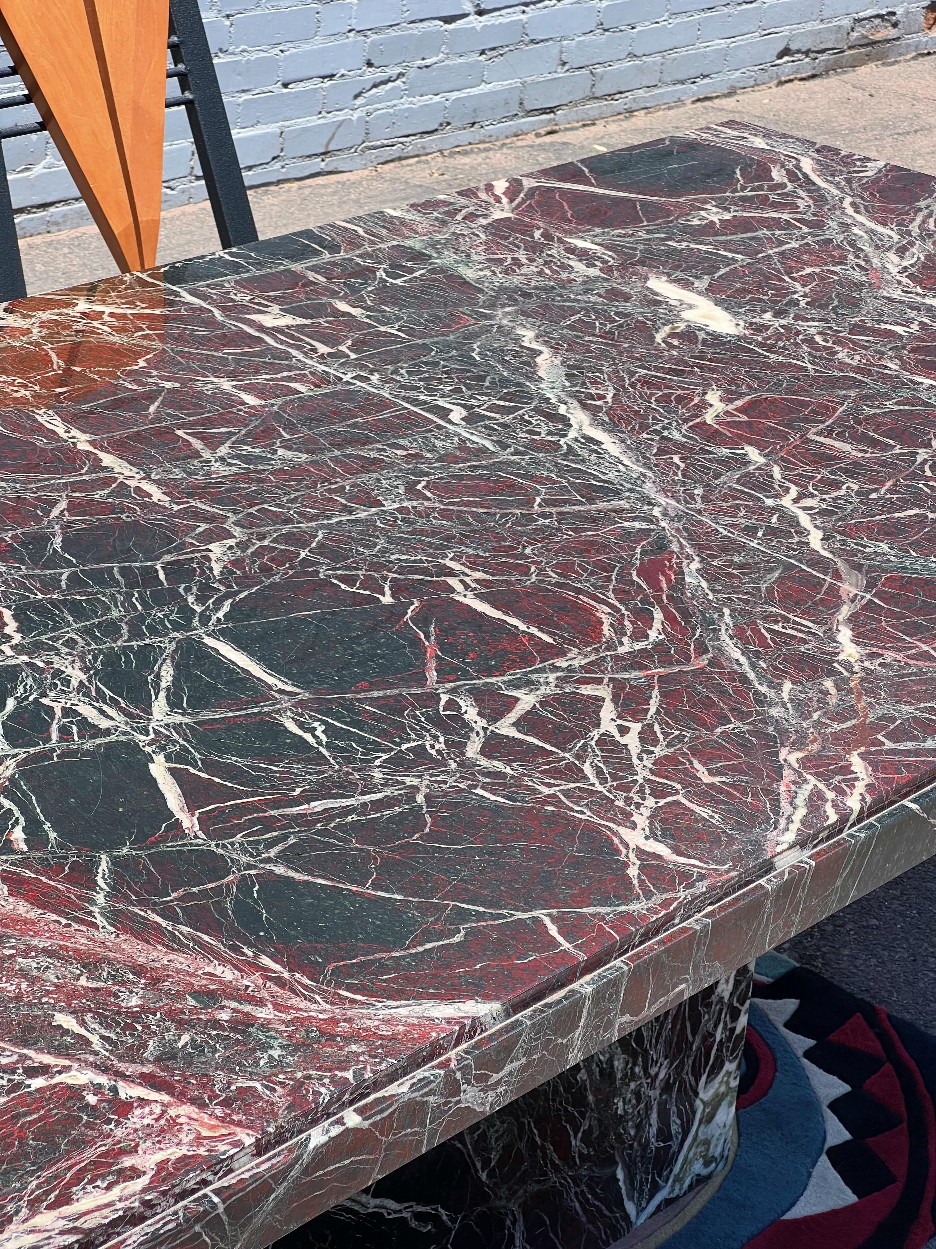 Incredible Italian Rosso Levanto Marble Dining Table In Good Condition In Glendale, AZ