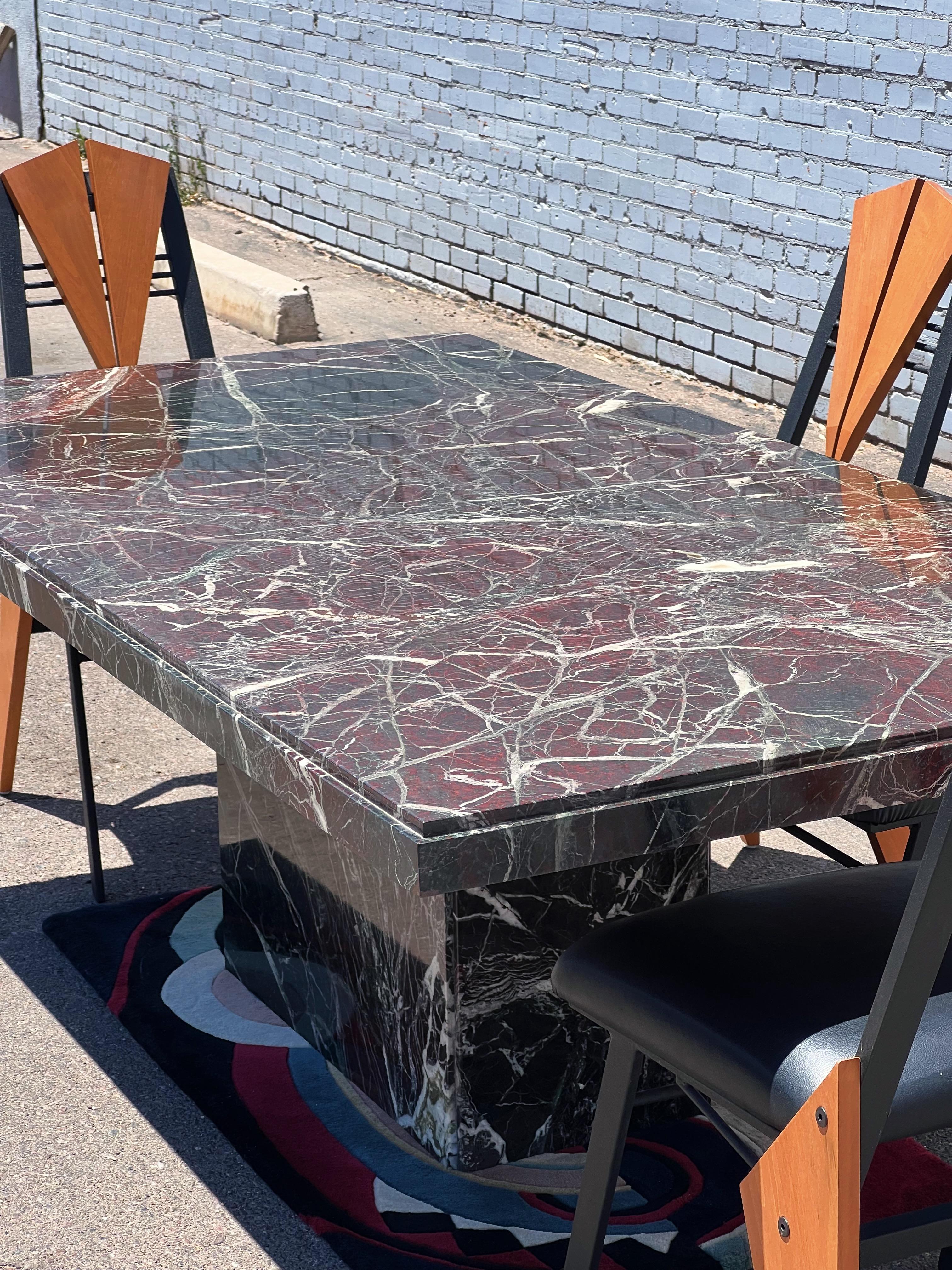 Incredible Italian Rosso Levanto Marble Dining Table 2