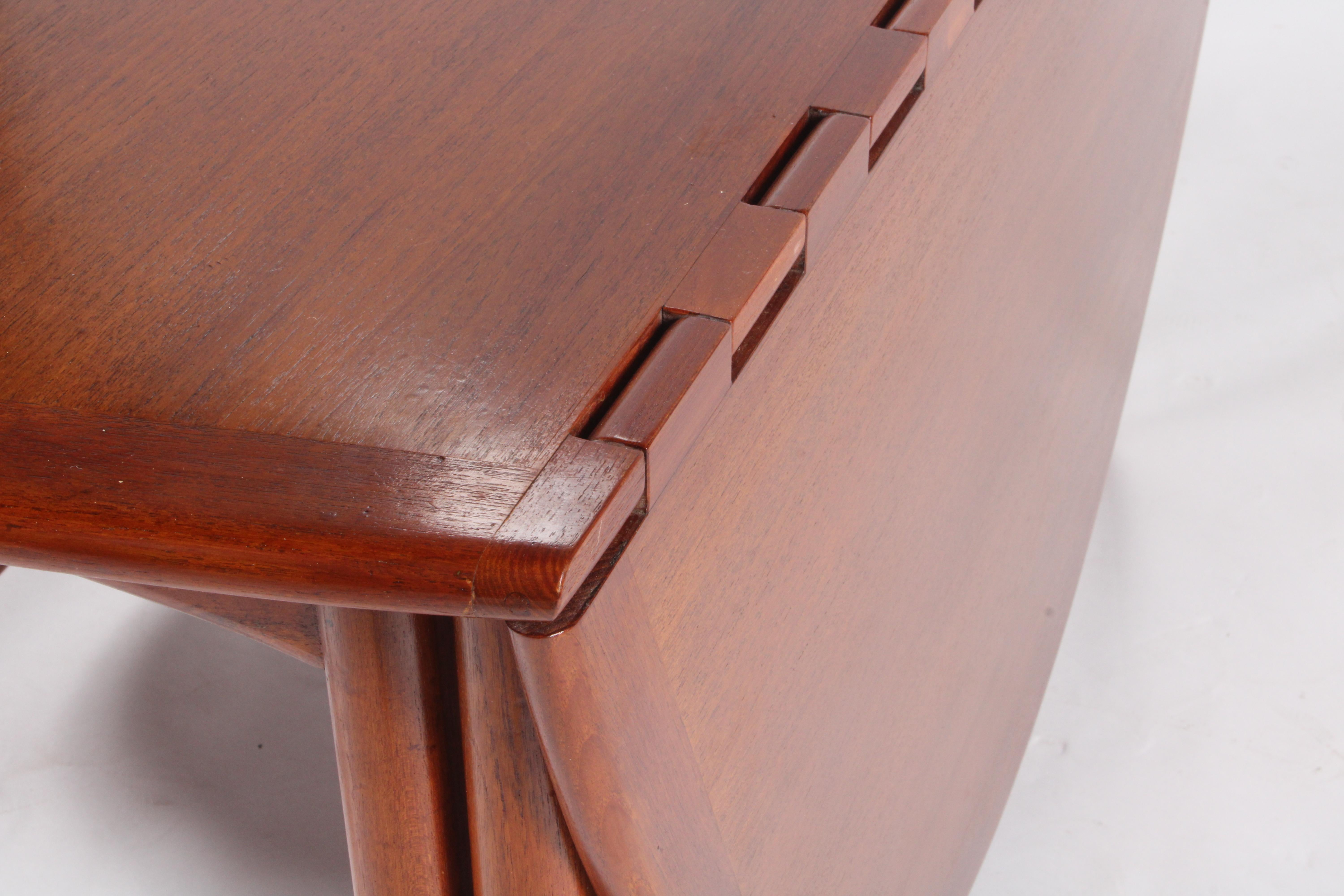 Teak Incredible Niels Koefoed Danish Design Mid Century Drop Leaf Dining Table For Sale