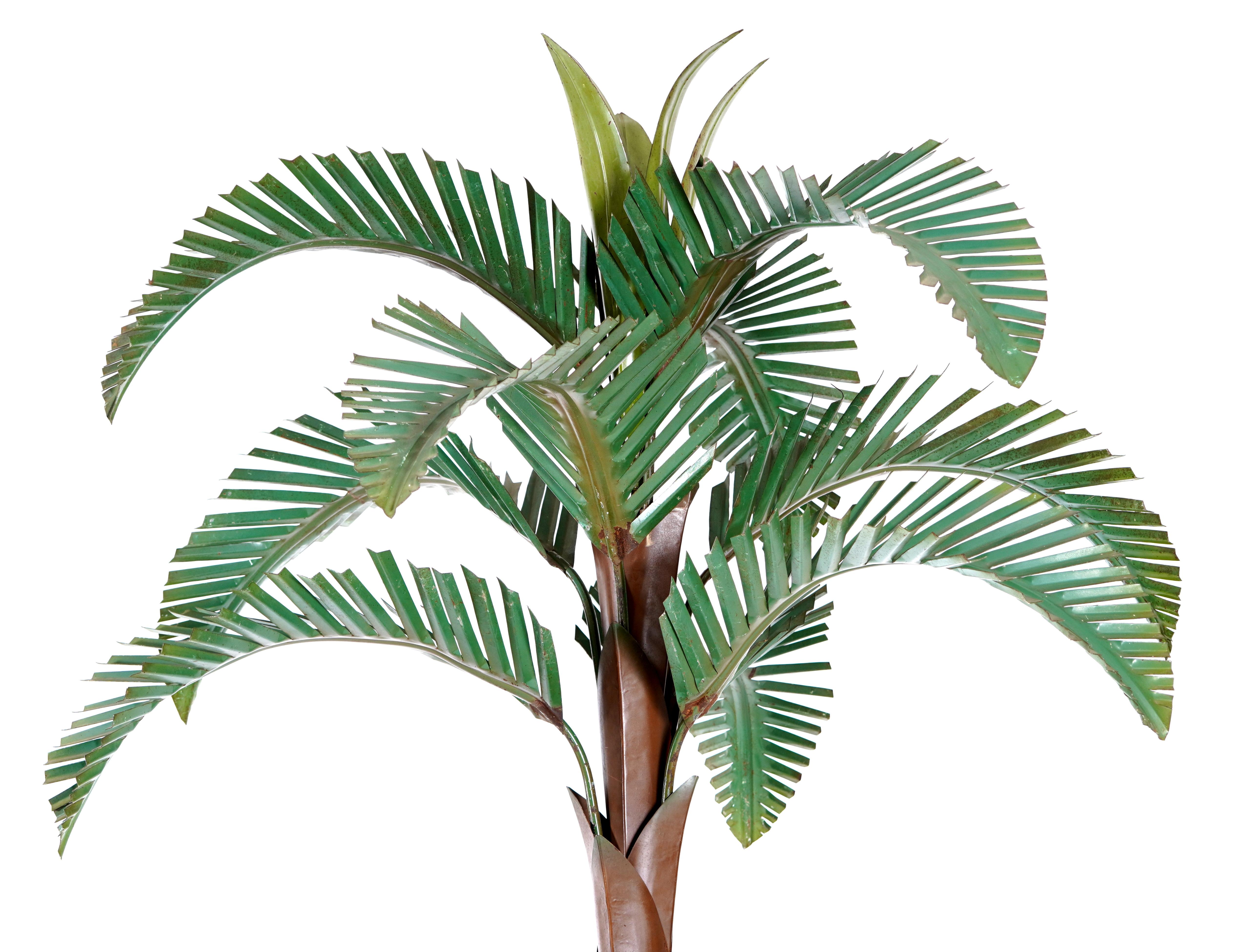 European Incredible Large Pair Of Tole and Copper Palm Trees