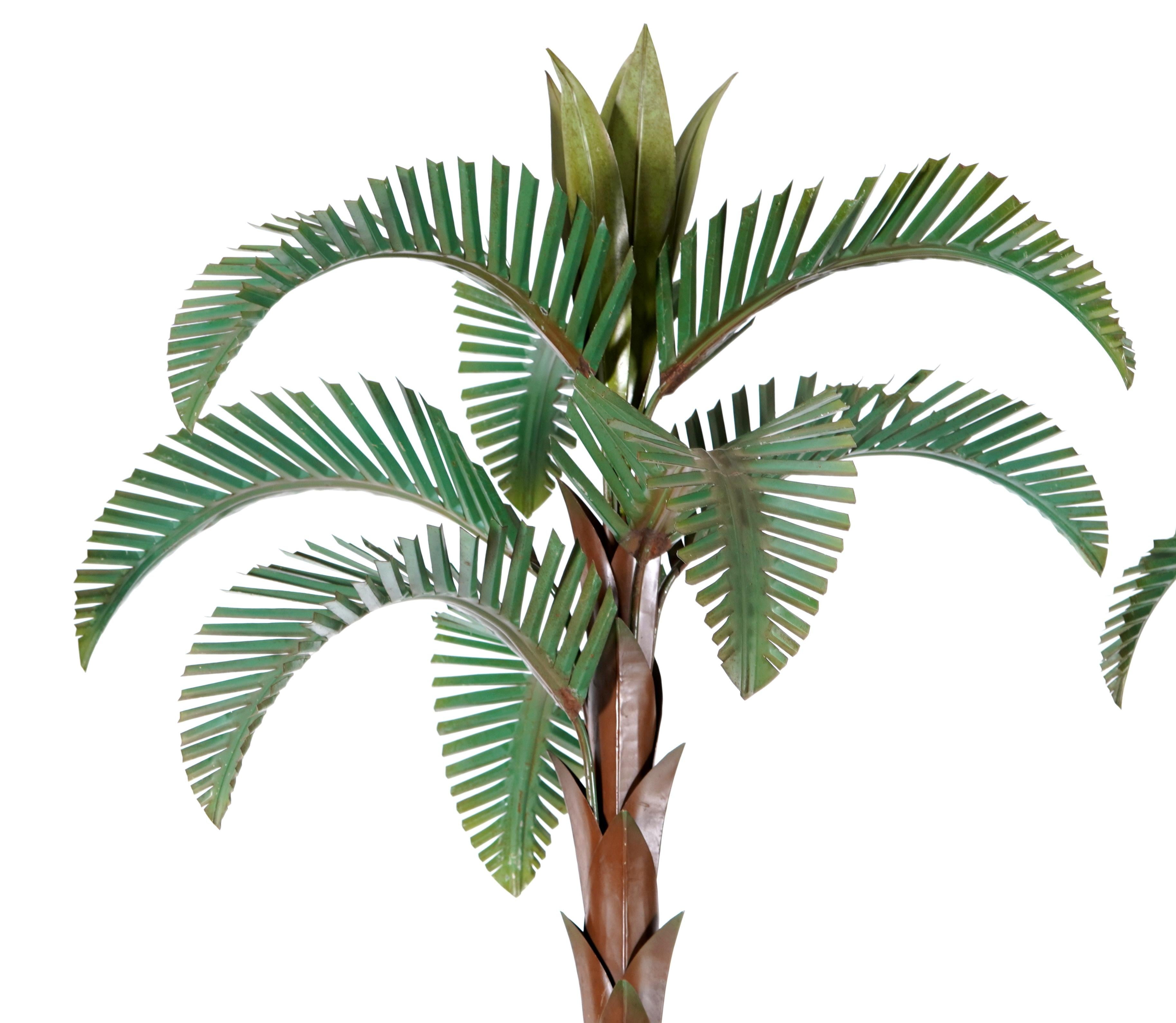 Painted Incredible Large Pair Of Tole and Copper Palm Trees