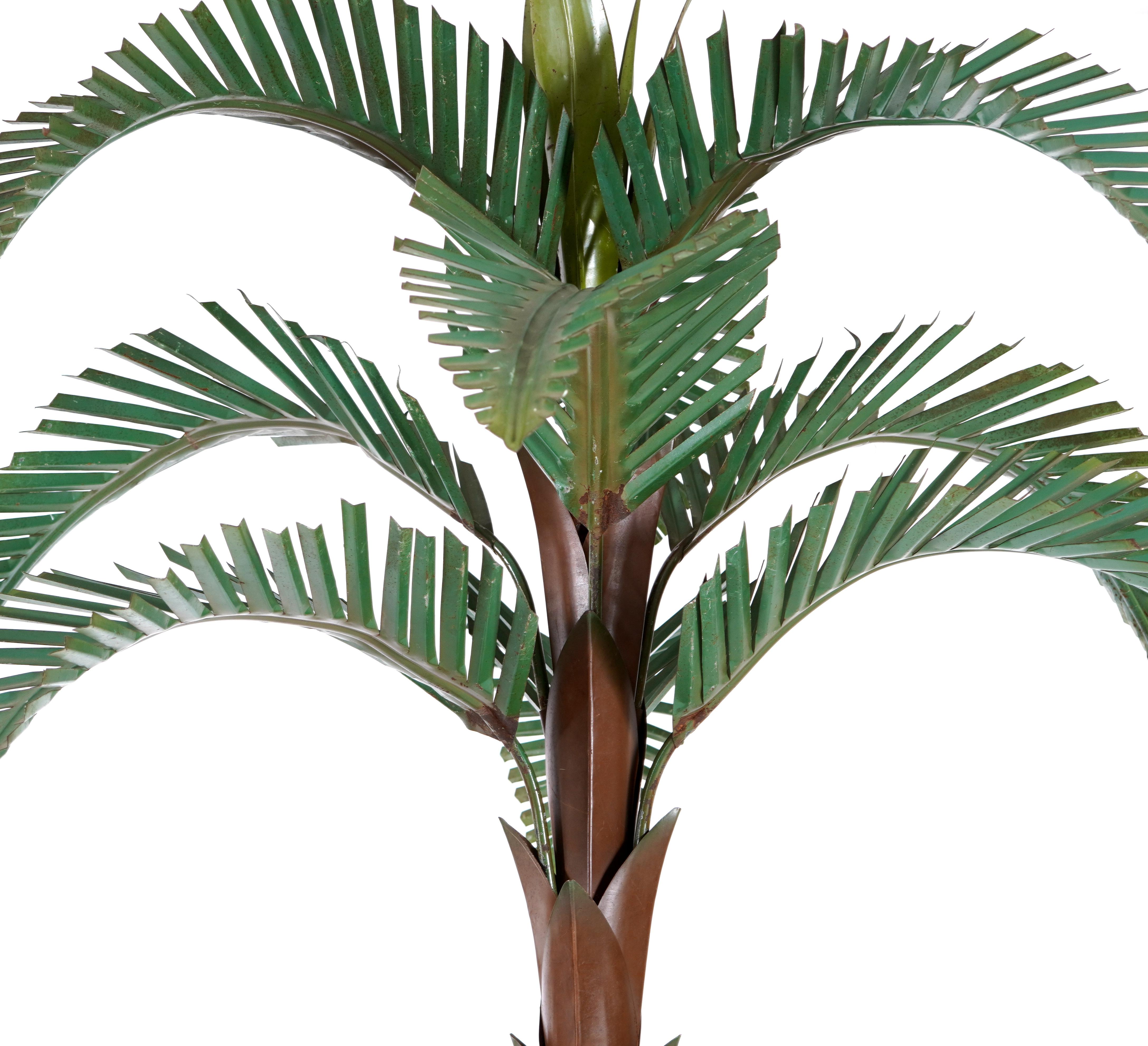 Incredible Large Pair Of Tole and Copper Palm Trees In Good Condition In Essex, MA